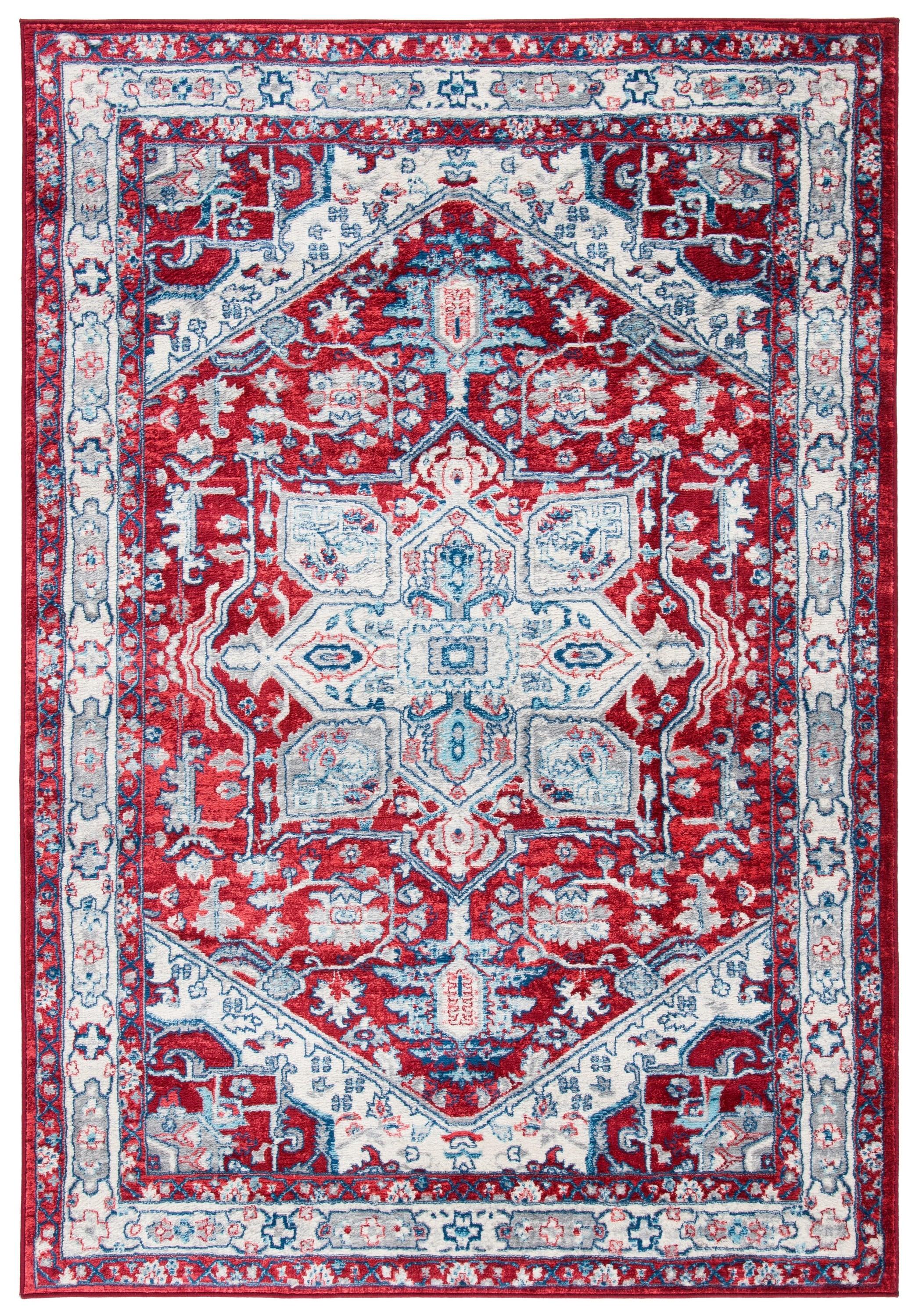 SAFAVIEH Brentwood Cedric Traditional Area Rug, 5'3" x 7'6", Red/Ivory