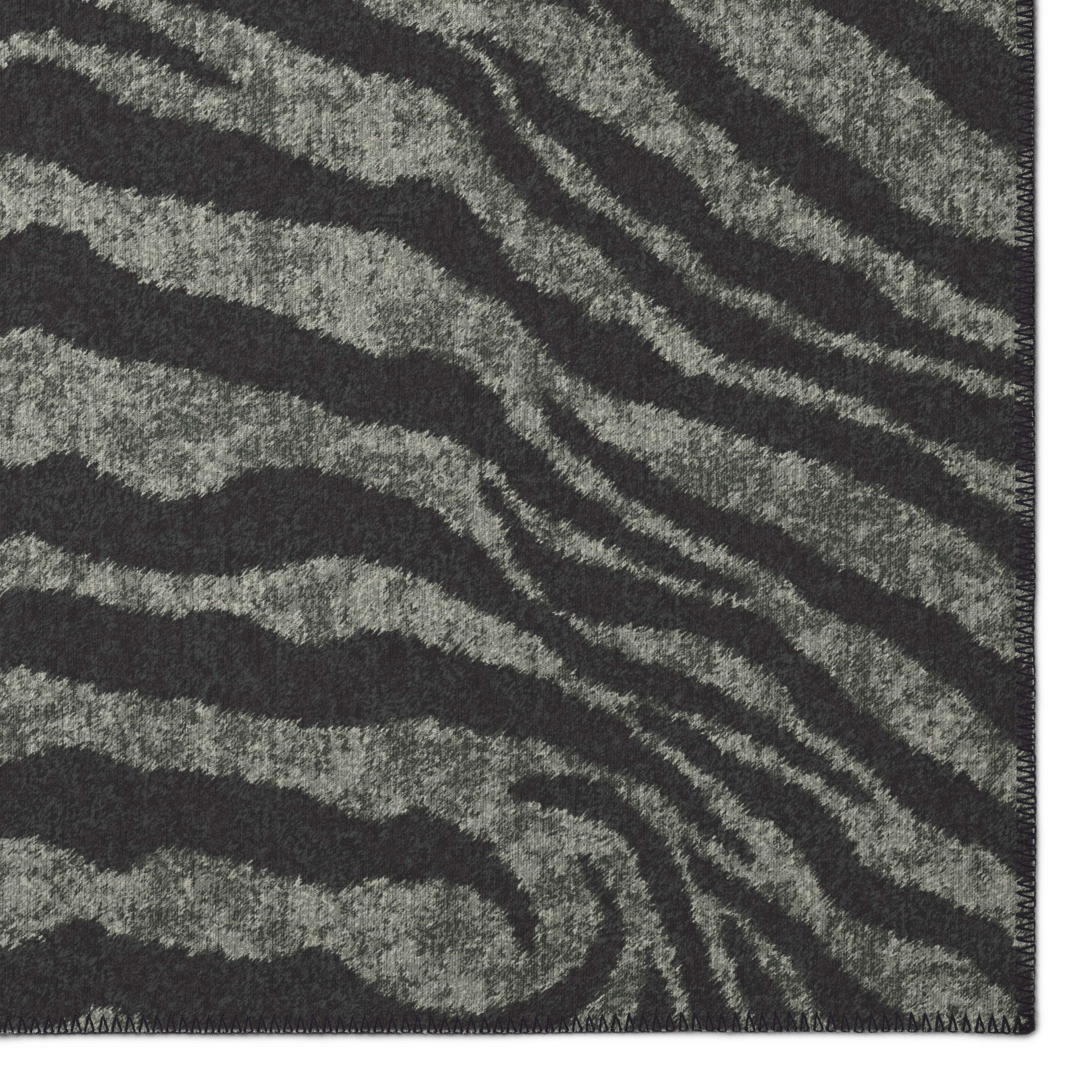 Addison Rugs Addison Indoor/ Outdoor Safari Zebra Animal Print Washable Area Rug 8' x 8' - Shadow