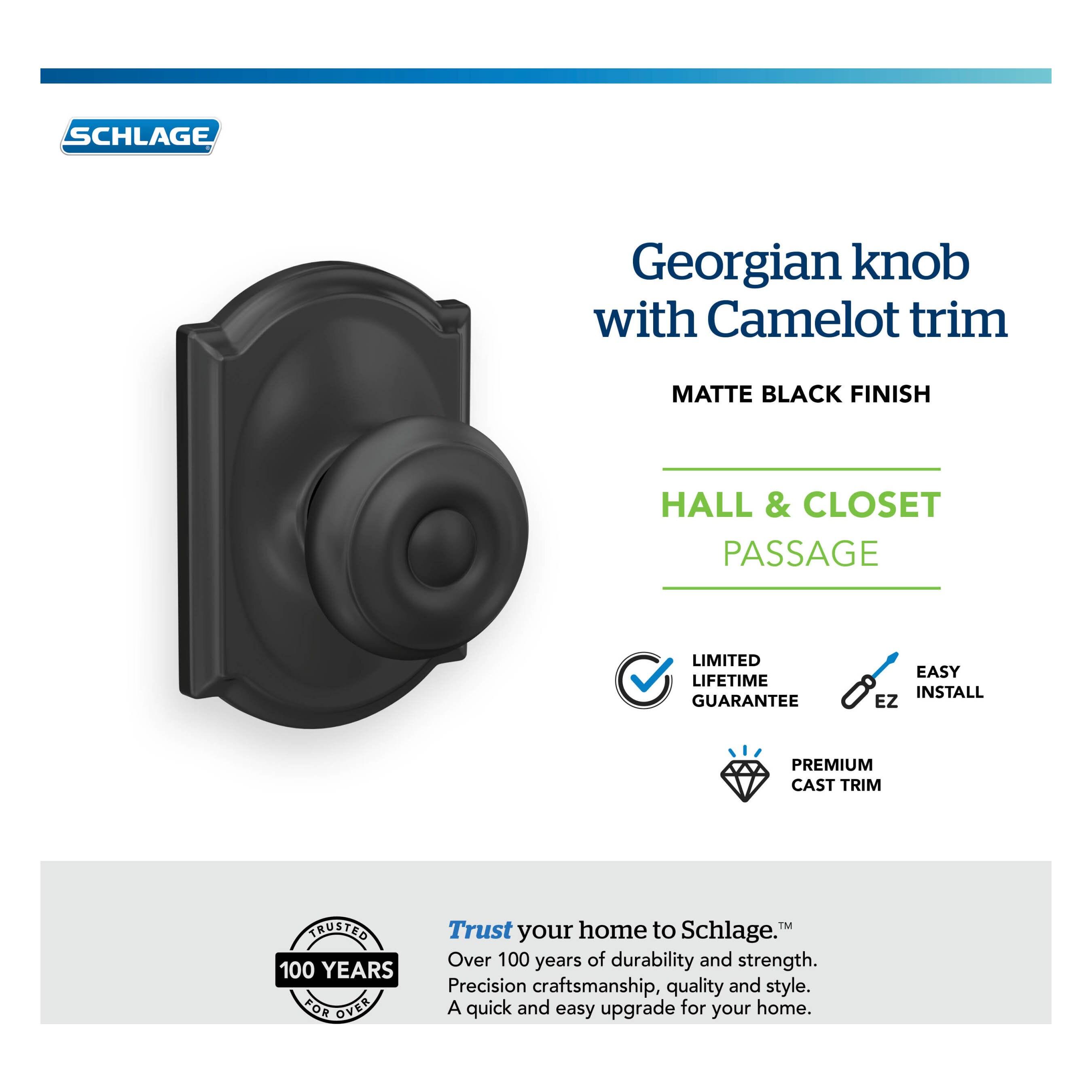 Georgian Passage Knob with Camelot Trim