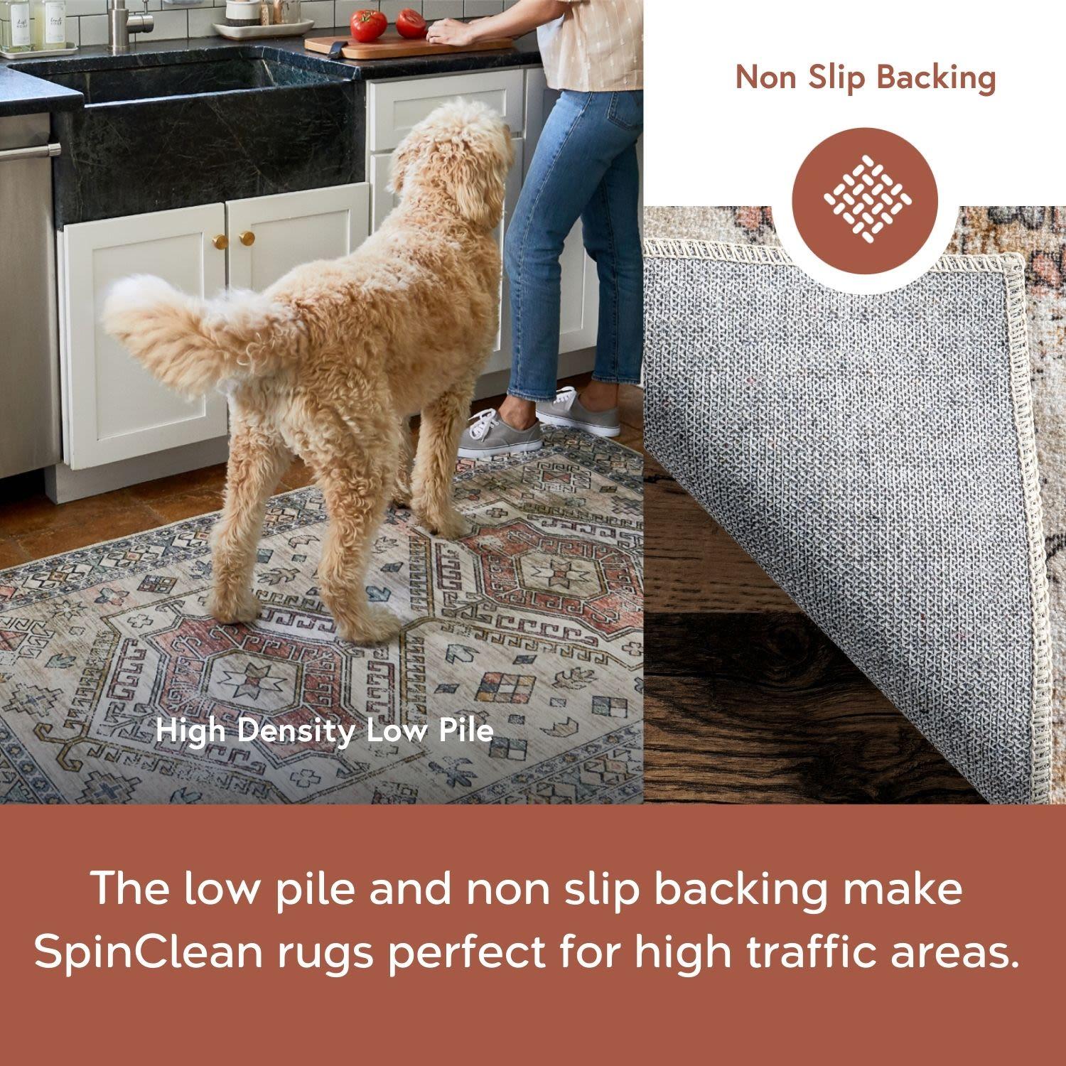 Nuloom Ren Vintage Floral Pet Friendly Machine Washable Area Rug, 2' x 3', Peach