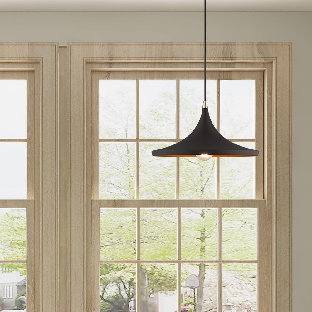 Livex Lighting Metal Shade 1 - Light Chandelier in  Black
