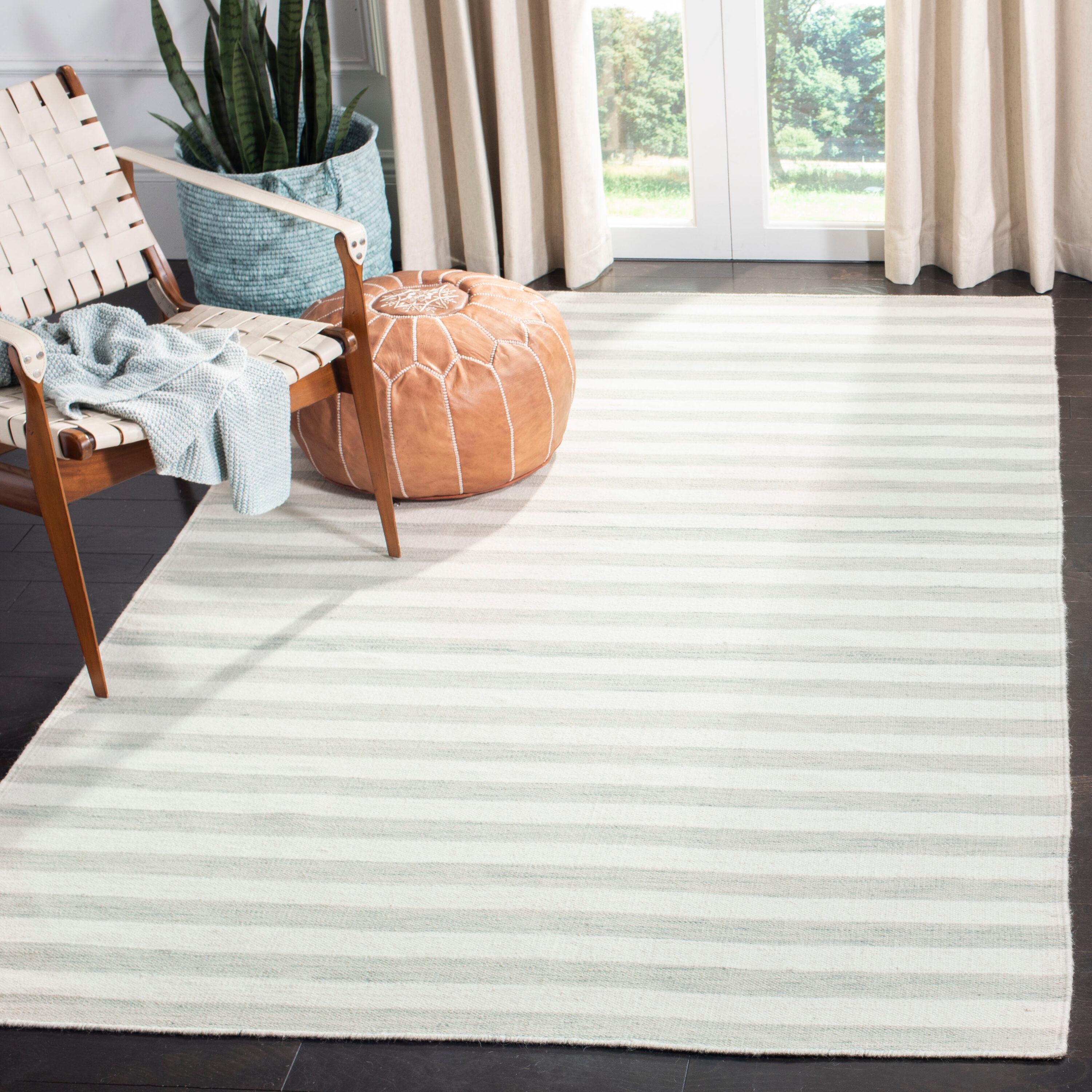 Dhurries DHU575 Hand Woven Area Rug - Light Blue/Ivory - 4'x6' - Safavieh.