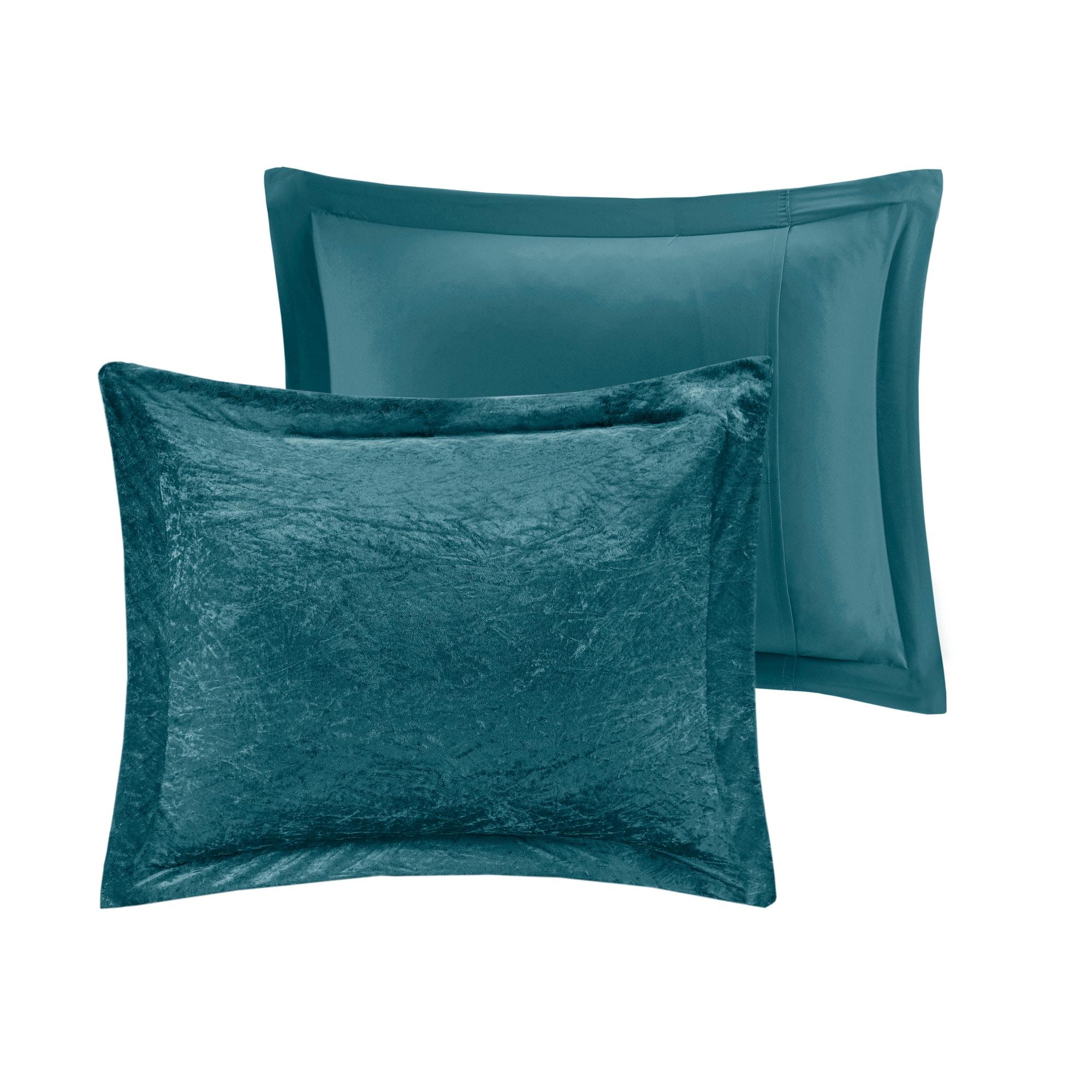 Intelligent Design King/Cal King Size Comforter Sets, 4-Piece Velvet Bedding Set for All Seasons, Teal Comforter Bed Set with Decor Pillow