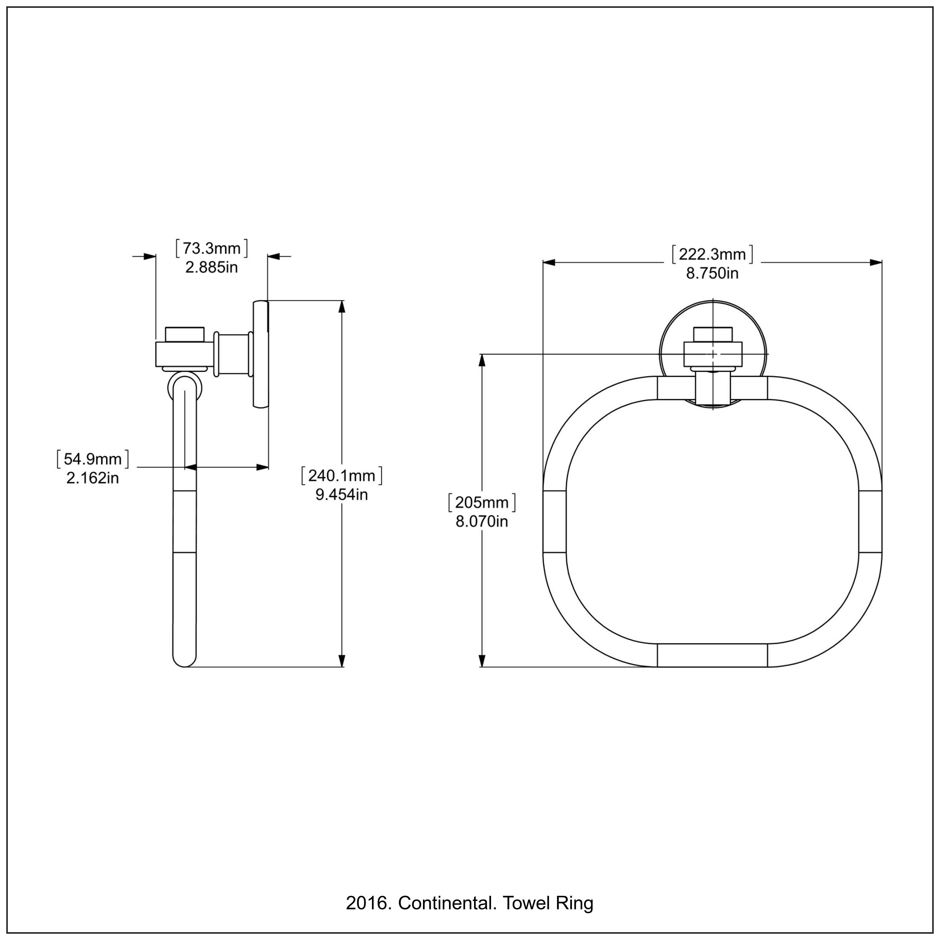 Polished Nickel Wall Mounted Towel Ring