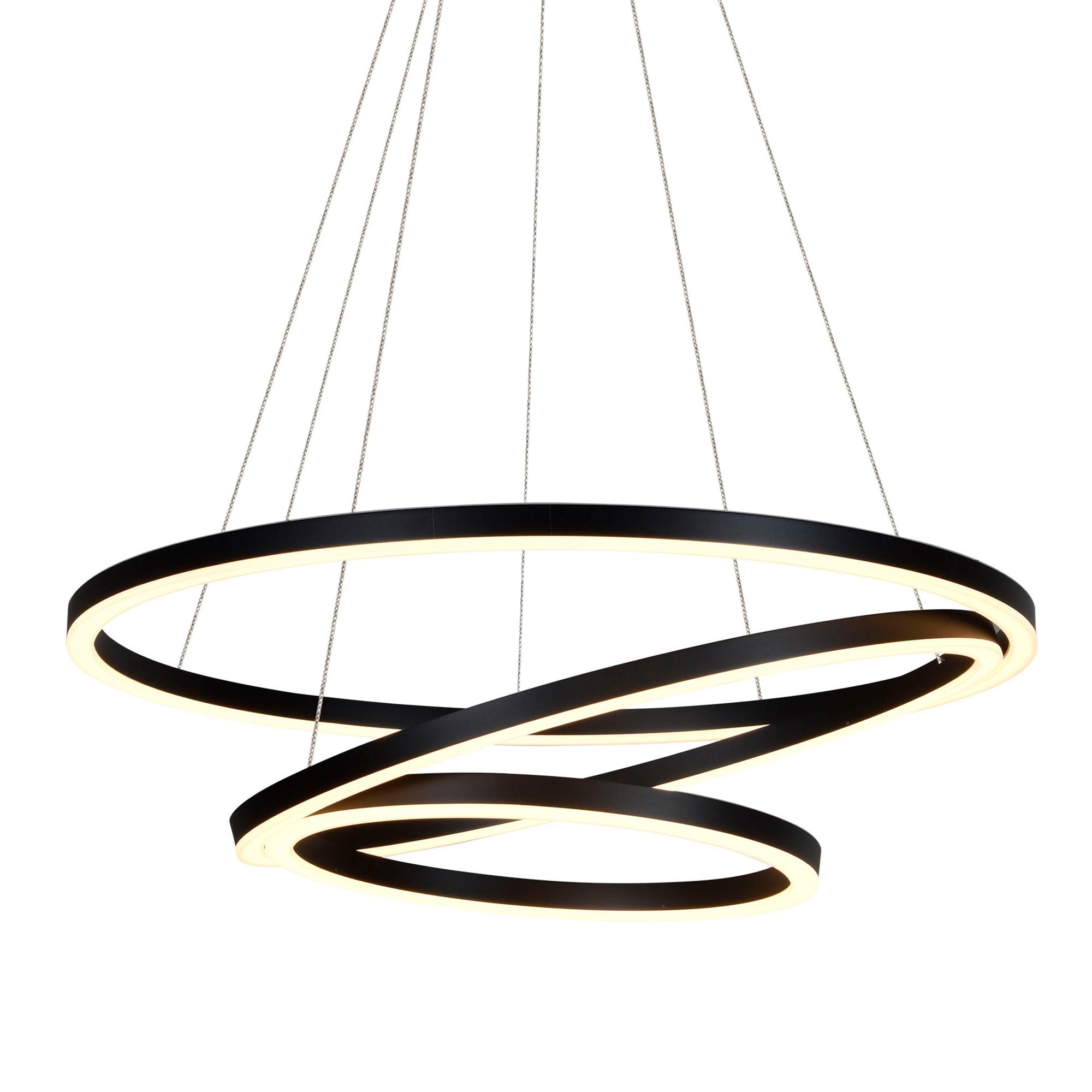 VONN Lighting Tania Trio 32-in Integrated LED Ring Pendant Height Adjustable ETL Certified Circular Chandelier