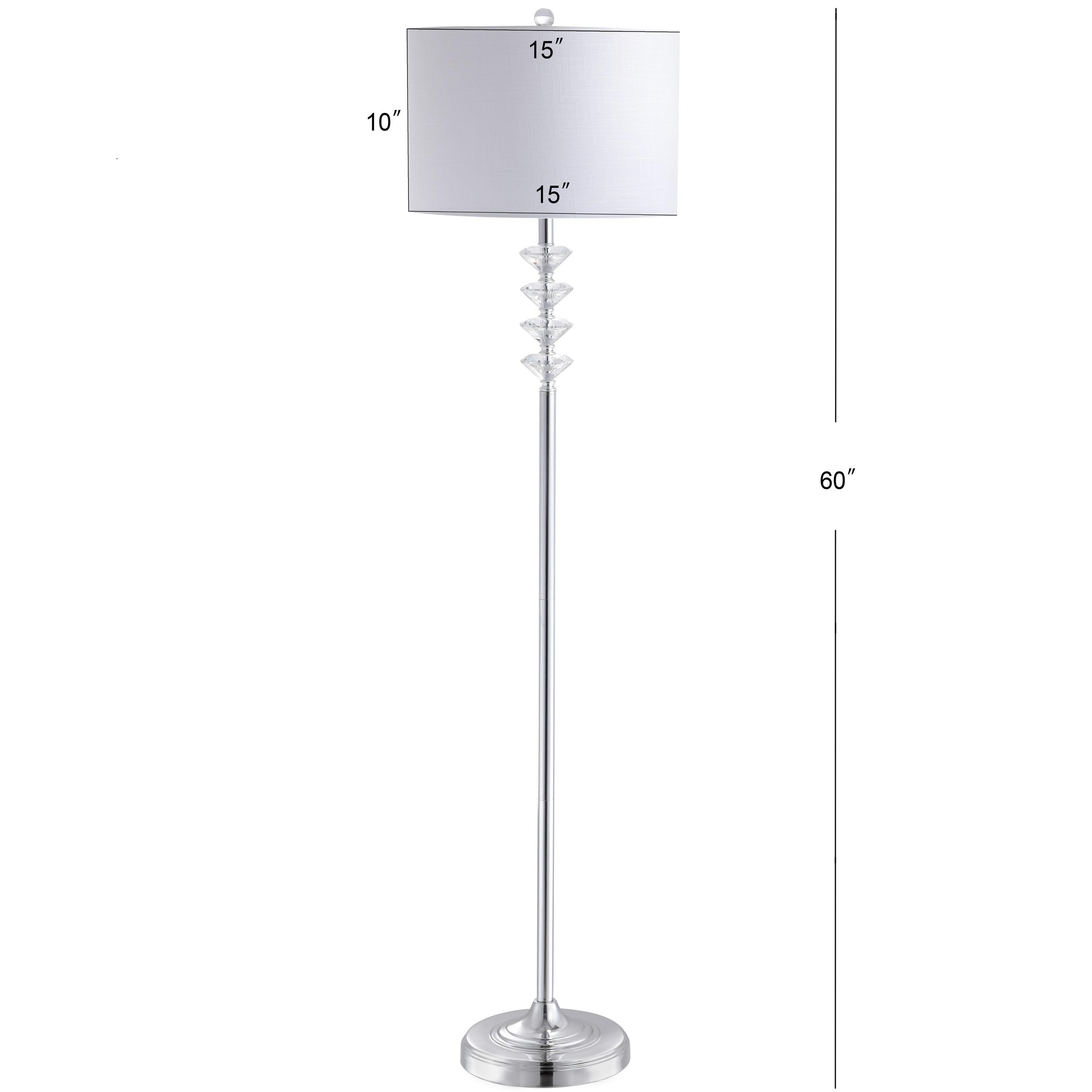 JONATHAN Y Mia 60.5" Crystal/Metal LED Floor Lamp, Clear/Chrome