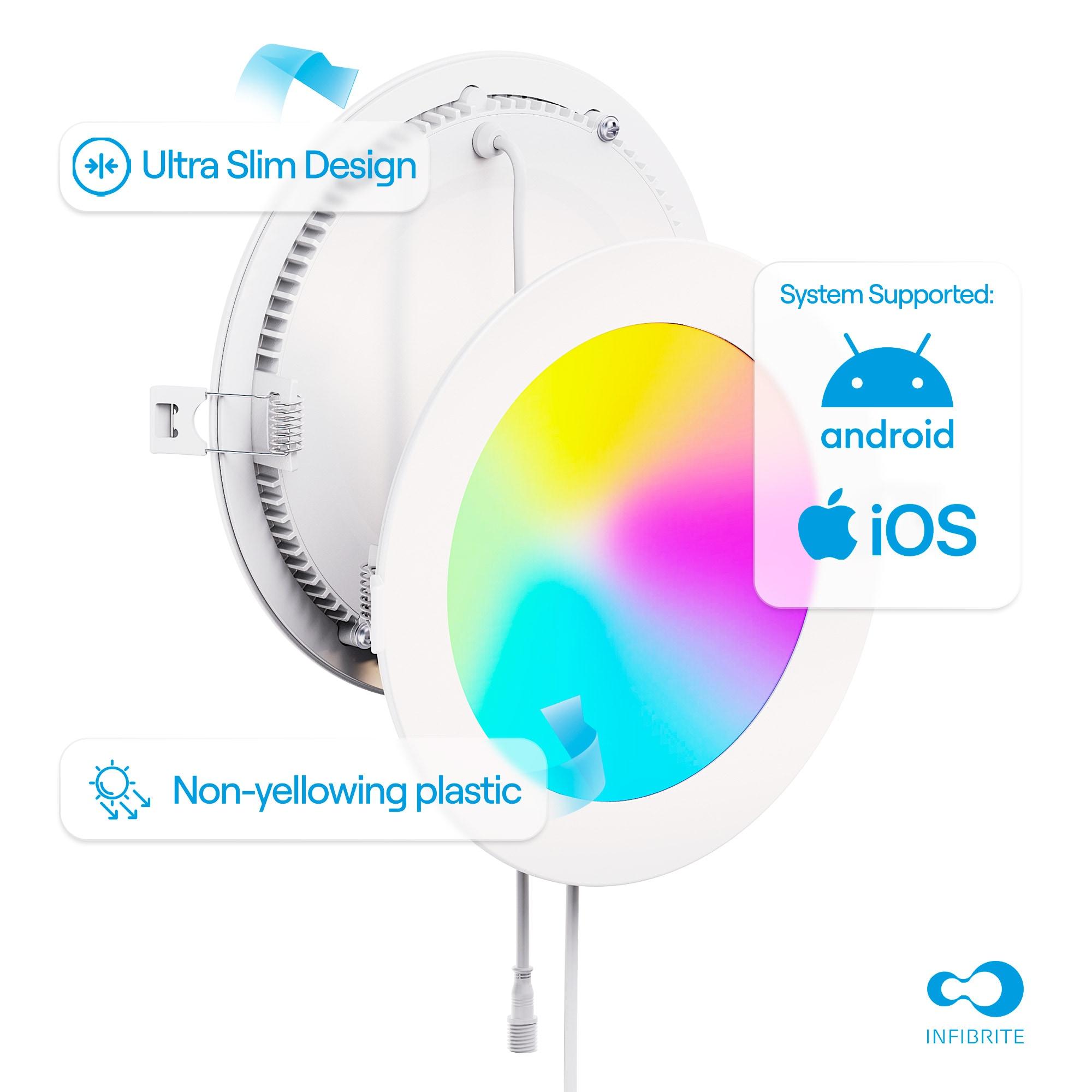 6" Slim Smart Recessed LED, 12W, RGB Tunable White, Dimmable, Wi-Fi Enabled