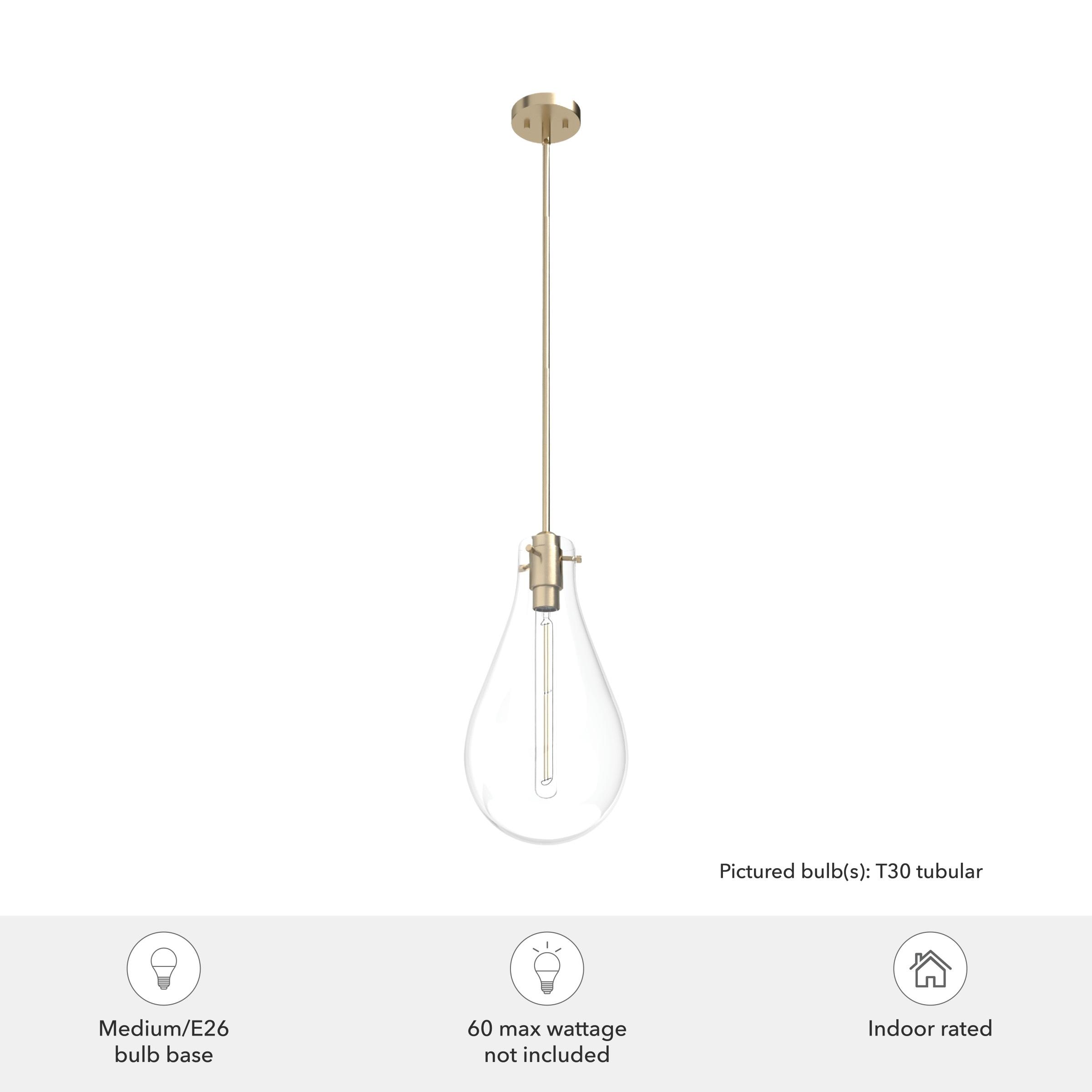 Hunter - Lundin 1-light Alturas Gold, Medium Size Pendant Light, Dimmable, Formal Style, Teardrop Shaped, for Bedrooms, Kitchens, Dining, Living Rooms - 19564