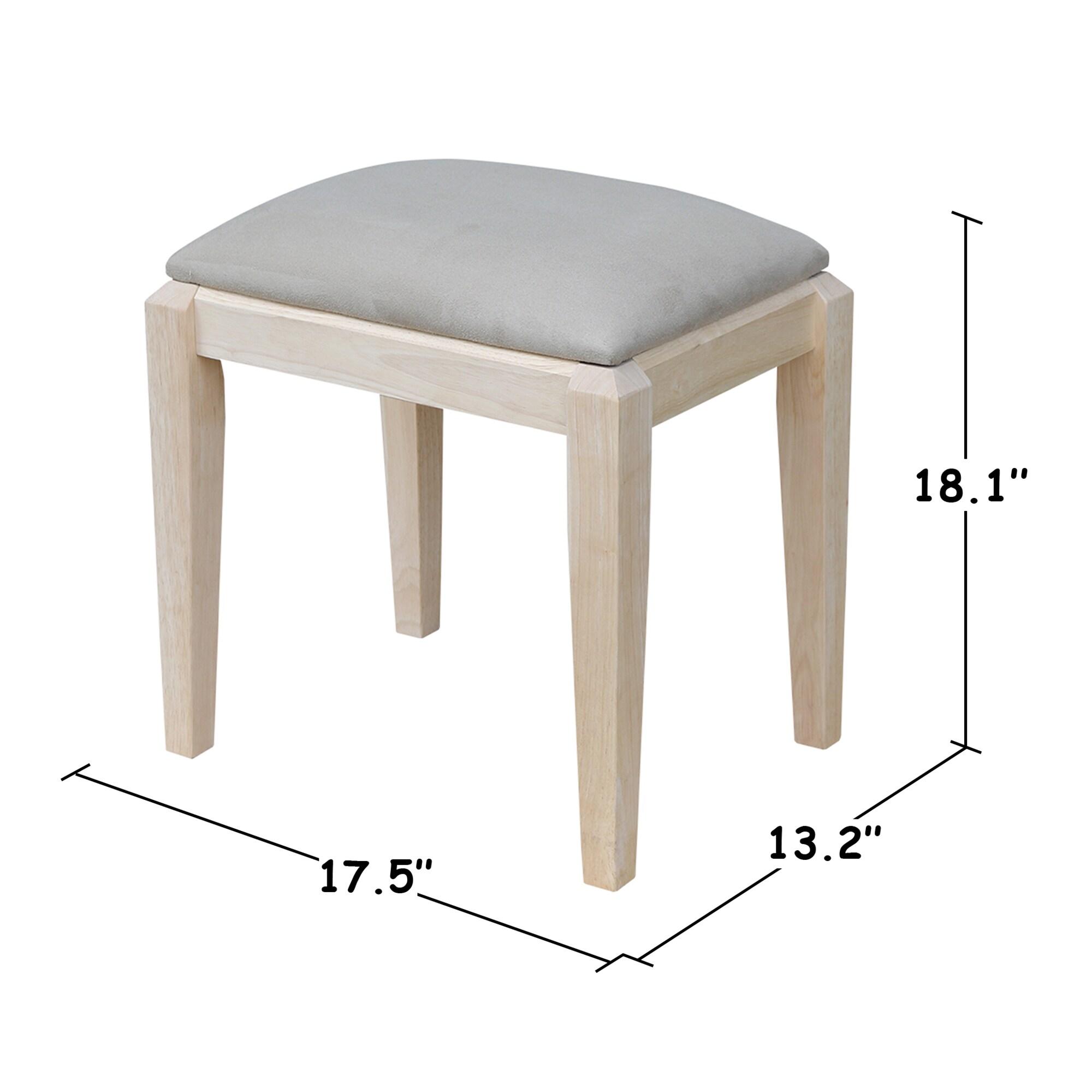 Alexandria Vanity Table with Vanity Bench Unfinished - International Concepts