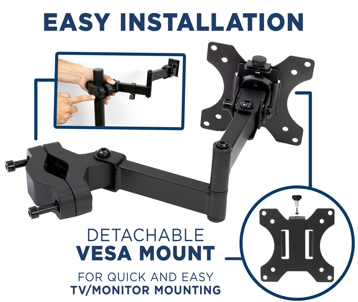 Mount-It Full Motion VESA Pole Mount with Articulating Arm | Fits TVs or Monitors Up to 32 in.