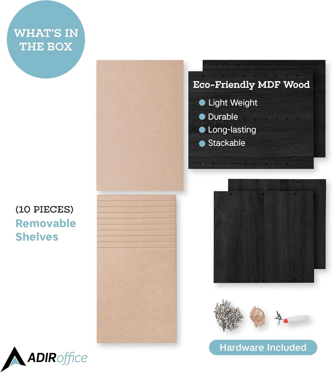 AdirOffice 500 Series 11 Compartment Wooden Literature Organizer 10.75" x 11.8" Black (500-11-BLK)