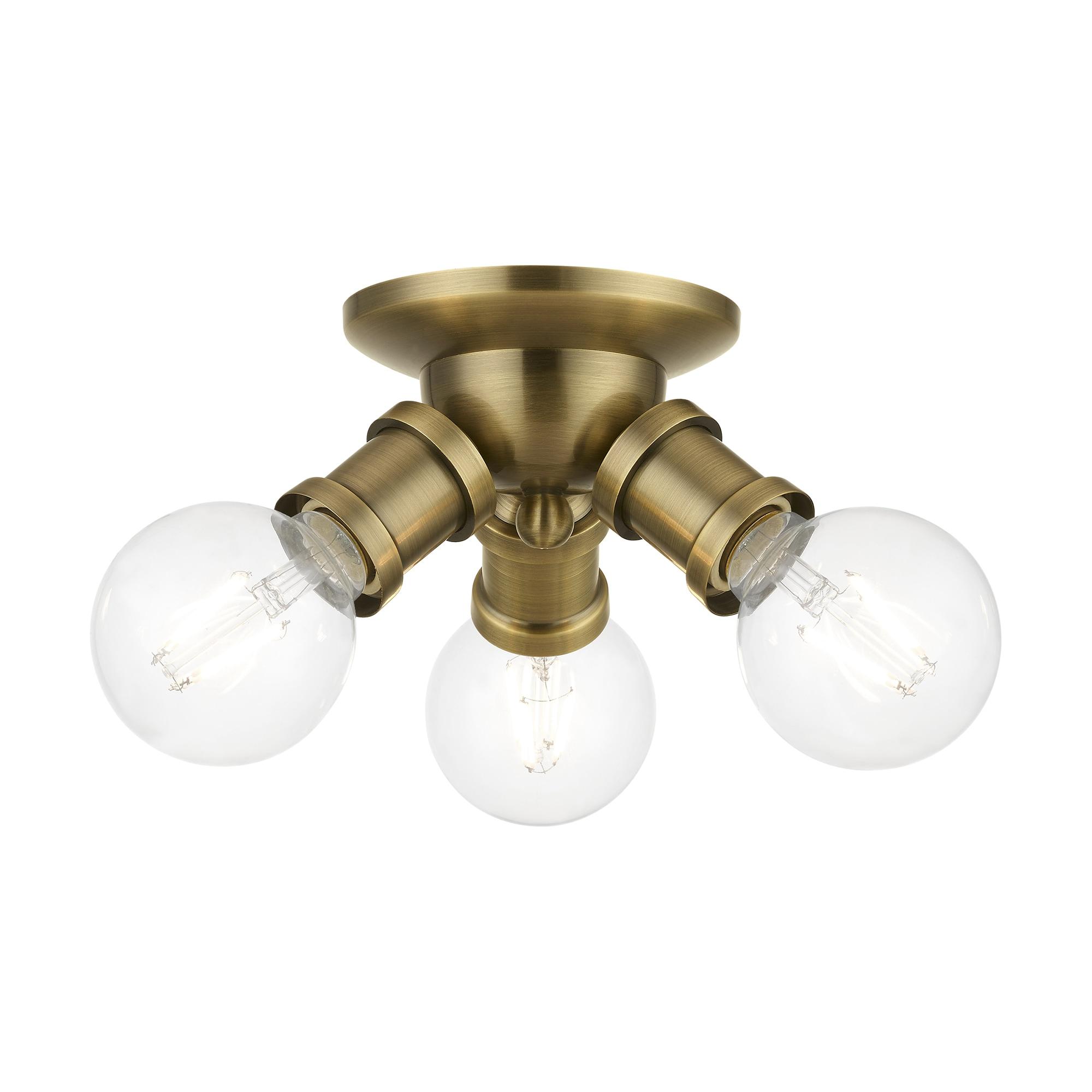 Livex Lighting Lansdale 3 - Light Flush Mount in  Antique Brass