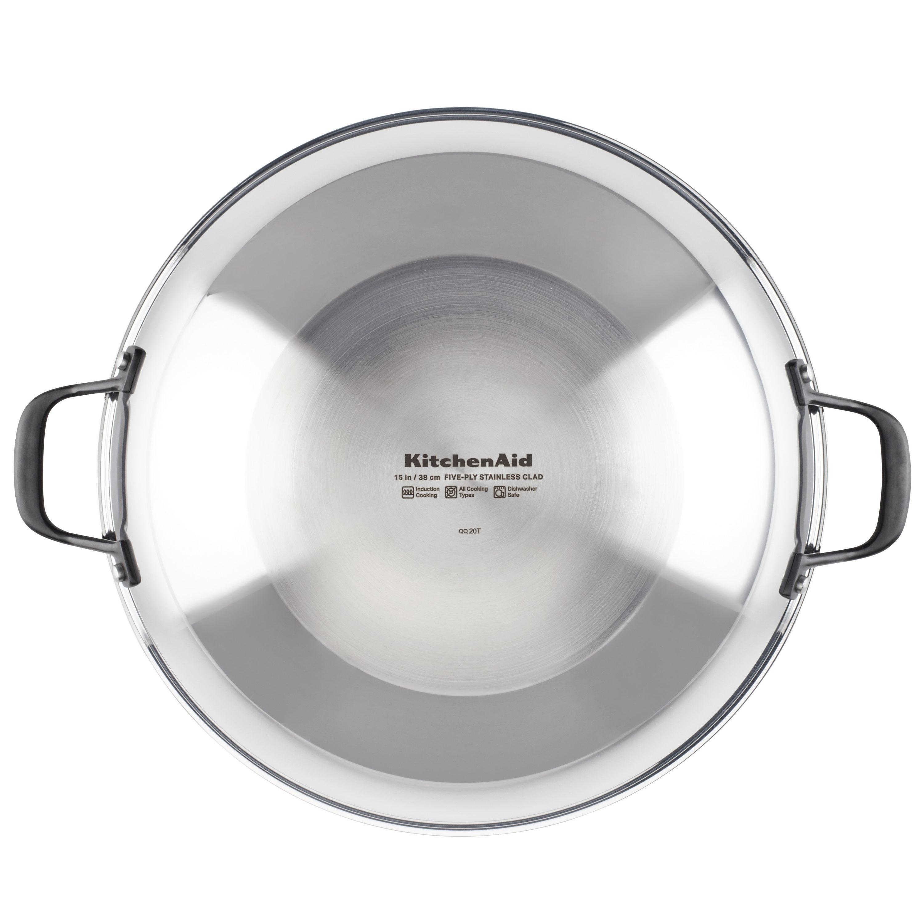 KitchenAid® 5-Ply CladPolished Stainless Steel Induction Wok, 15-Inch