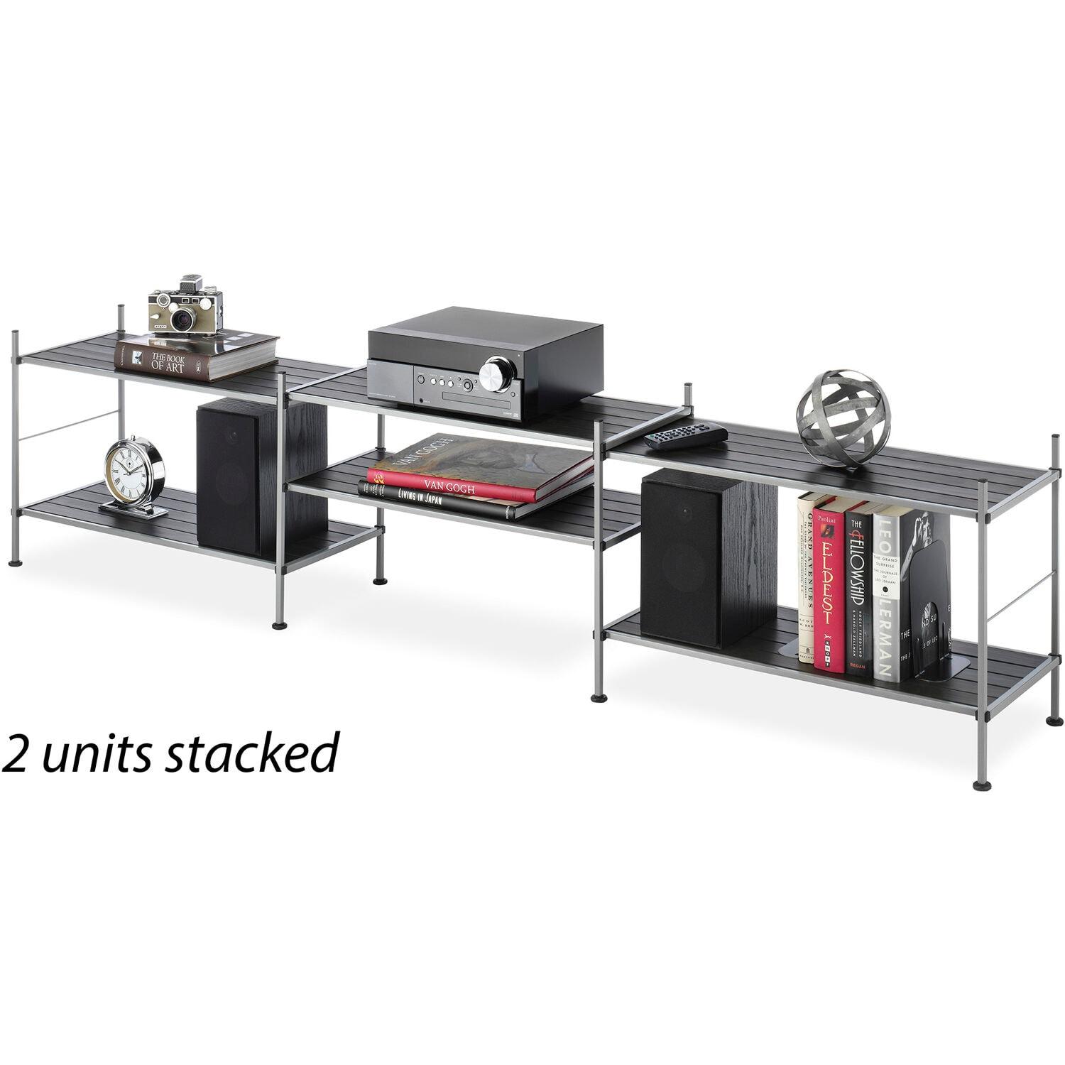 Whitmor 3-Tier Storage Shelves - Shoe Rack and Home Organizer - 12" x 25.625" x 17" - Silver Epoxy Iron Frame