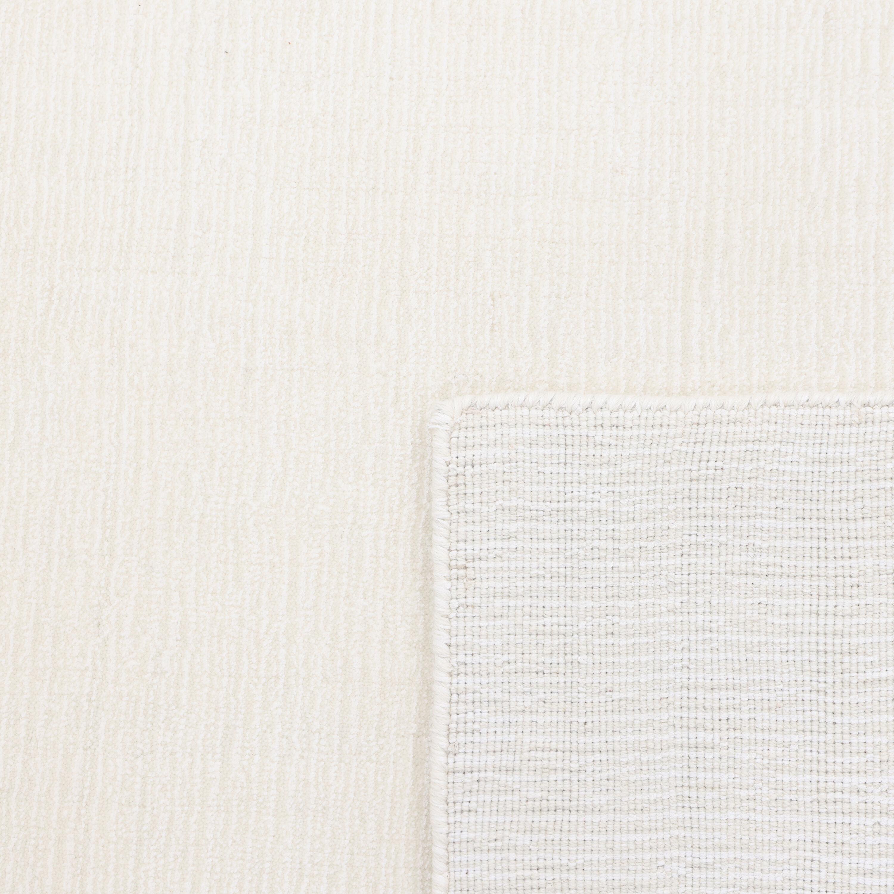 Elegant Handmade Ivory Stripe Wool & Viscose 10' x 14' Area Rug