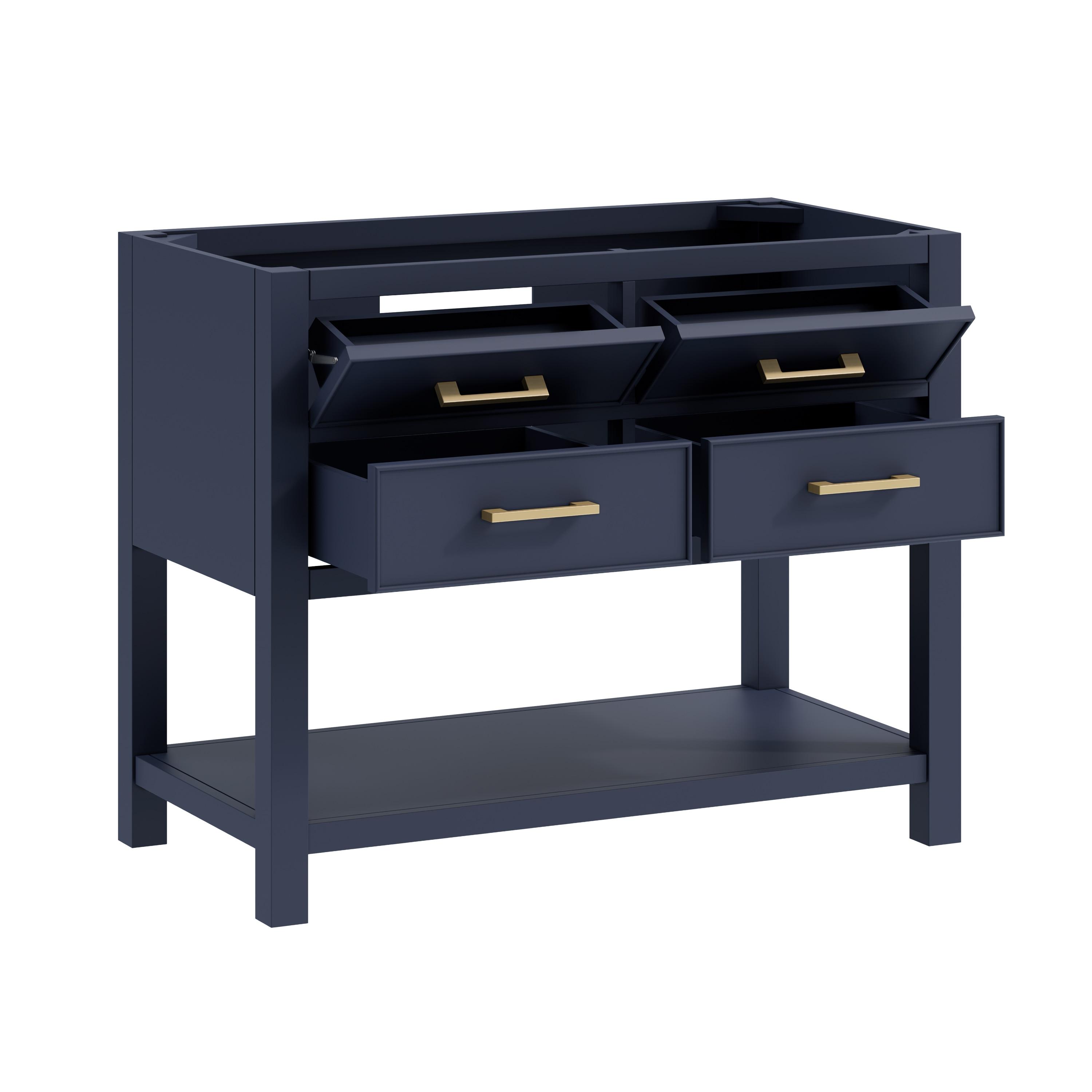 Brooks Navy Blue 31'' Transitional Single Sink Vanity with White Engineered Stone Top