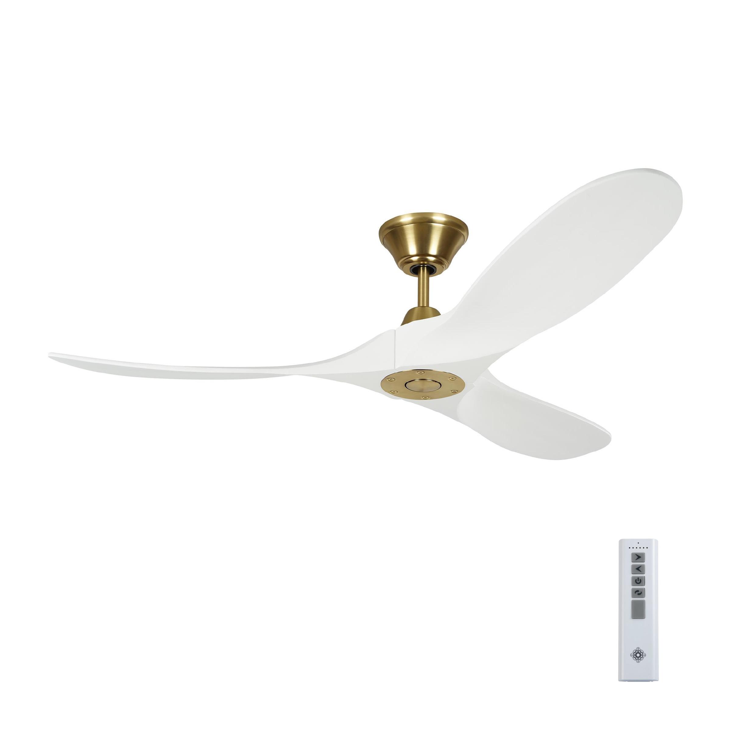 52" Burnished Brass and White 3-Blade Ceiling Fan with Remote