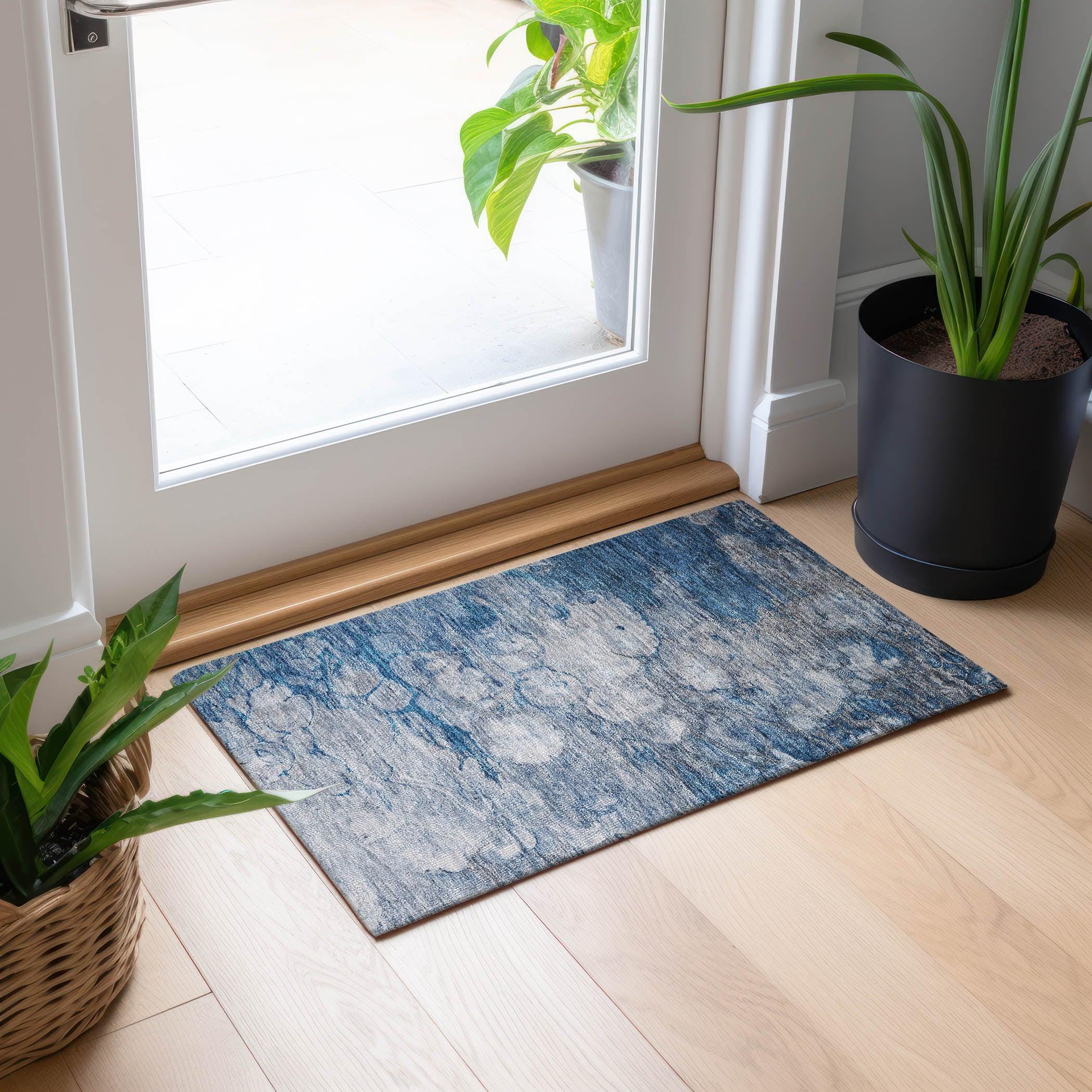 Addison Rugs Machine Washable Indoor/ Outdoor Chantille Modern Abstract Rug Blue - 1'8" x 2'6"
