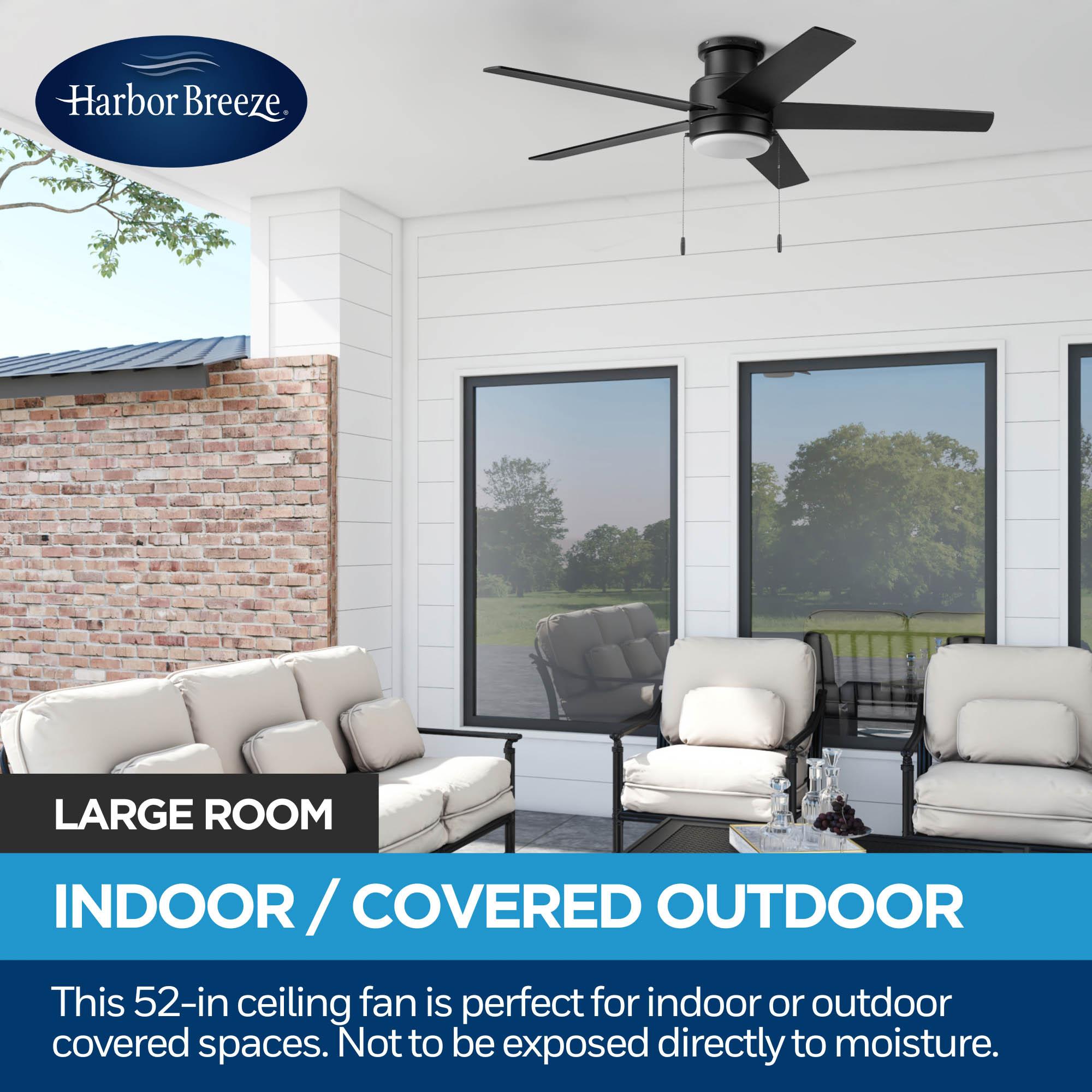 Harbor Breeze Fairbanks 52-Inches Matte Black with Black/Sable Blades Color-Changing Indoor/Outdoor Flush mount Standard Ceiling Fan With Light ( 5 -Blade)