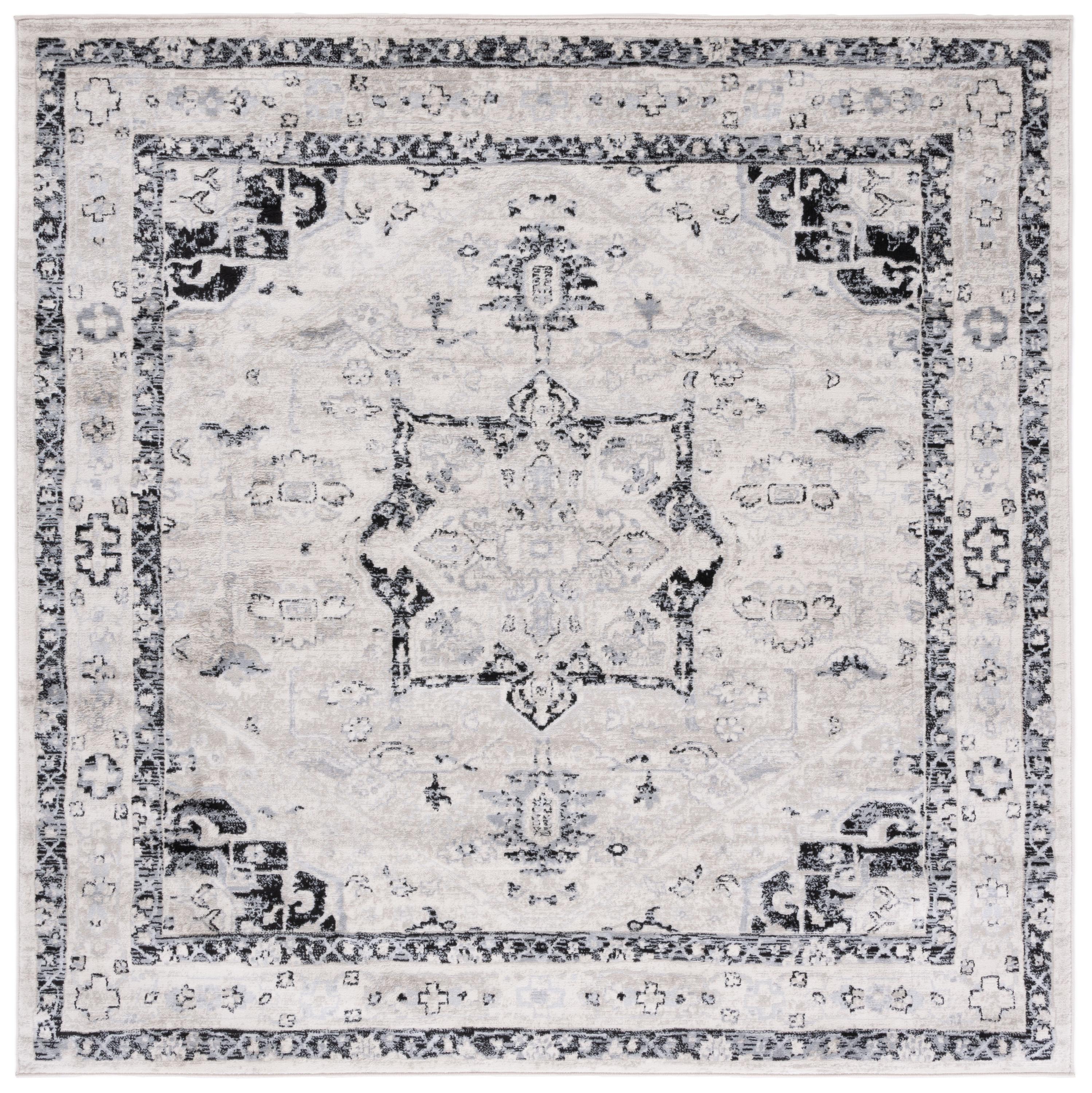 SAFAVIEH Brentwood Ezra Oriental Area Rug, Ivory/Black, 6'7" x 6'7" Square