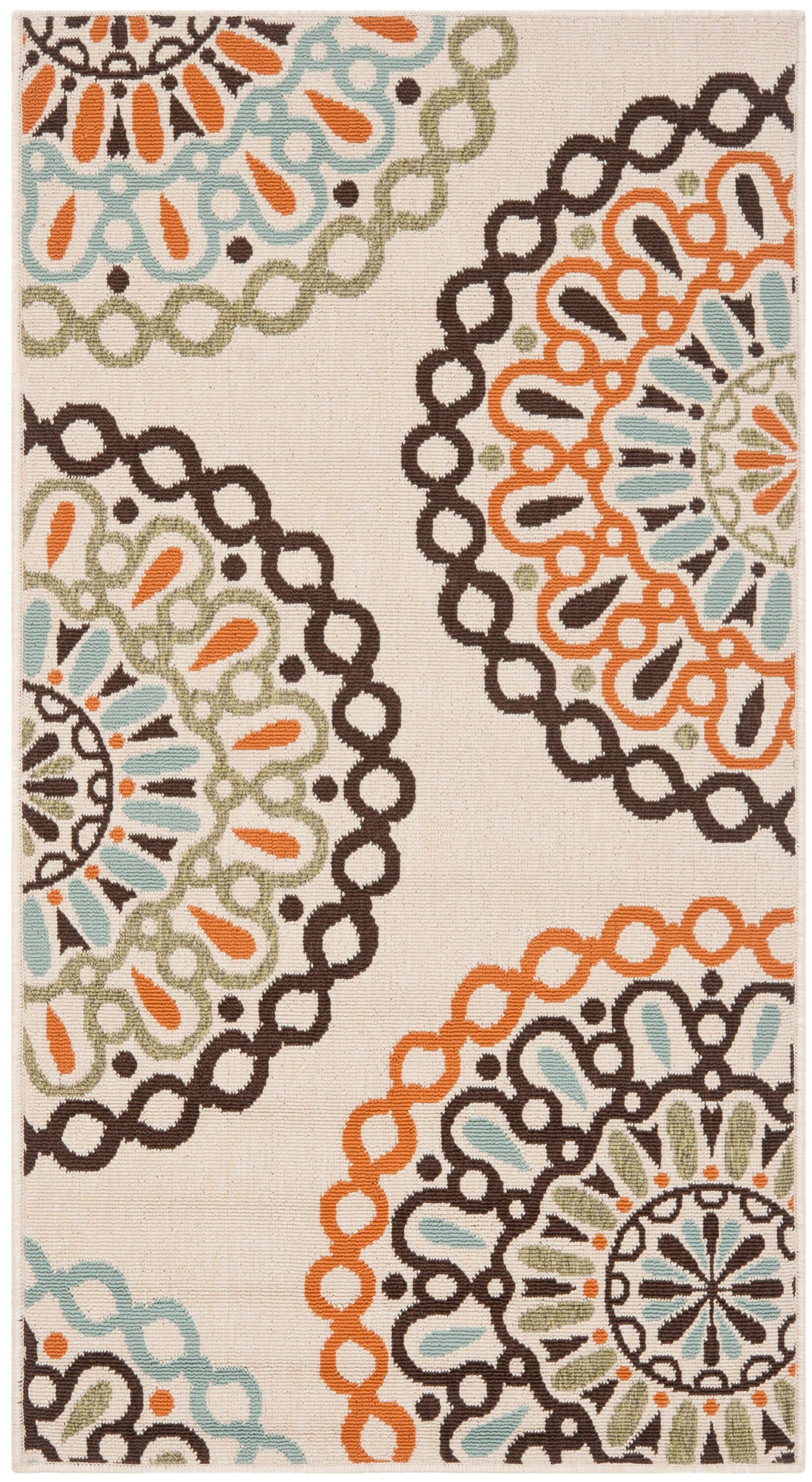 Veranda VER092 Power Loomed Indoor/Outdoor Accent Rug - Cream/Terracotta - 2'7"x5' - Safavieh