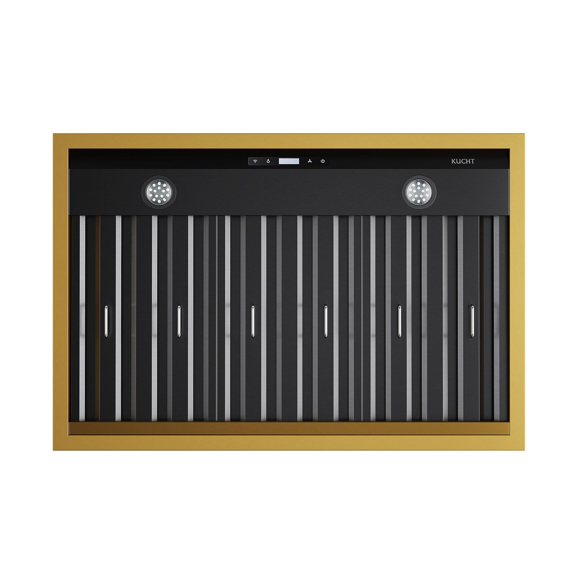 Kucht 36 in. 800 CFM Wall Mounted Range Hood with Gold Accents