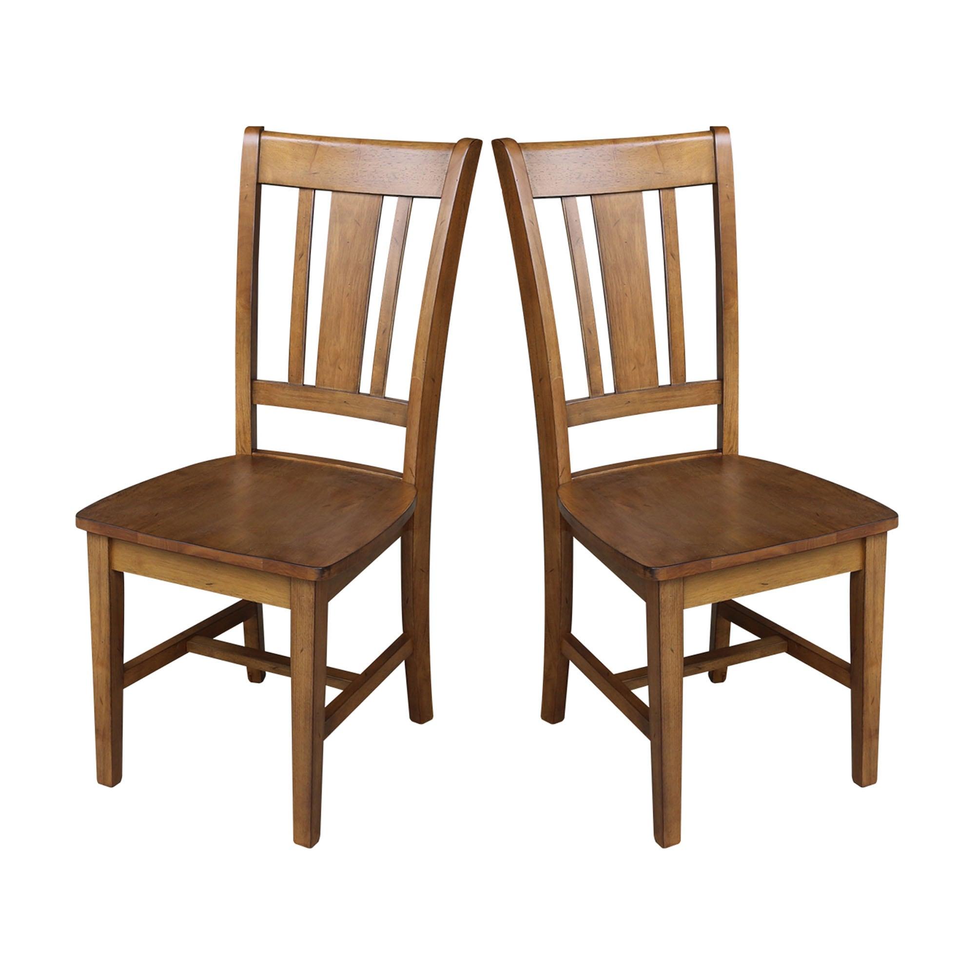 Set of 2 San Remo Splatback Chairs Pecan - International Concepts: Solid Wood, Unupholstered