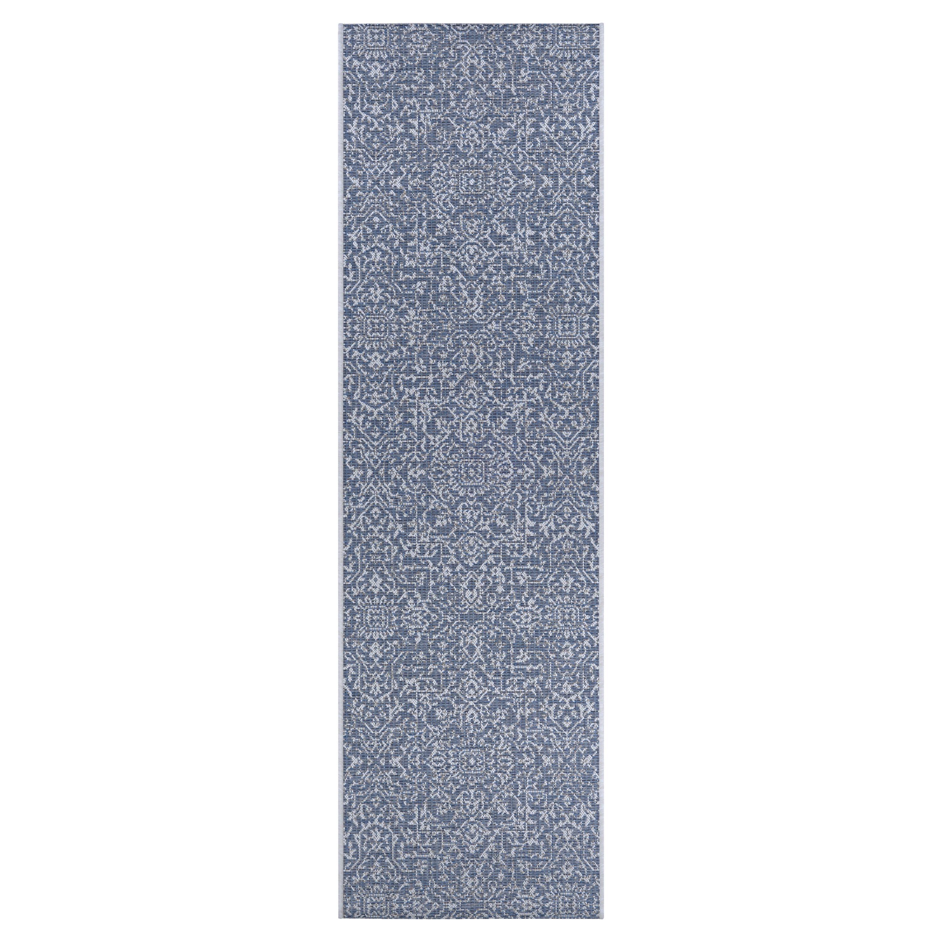 Couristan Monte Carlo Palmette Indoor/Outdoor Area Rug, 2'3" x 7'10" Runner, Navy-Ivory