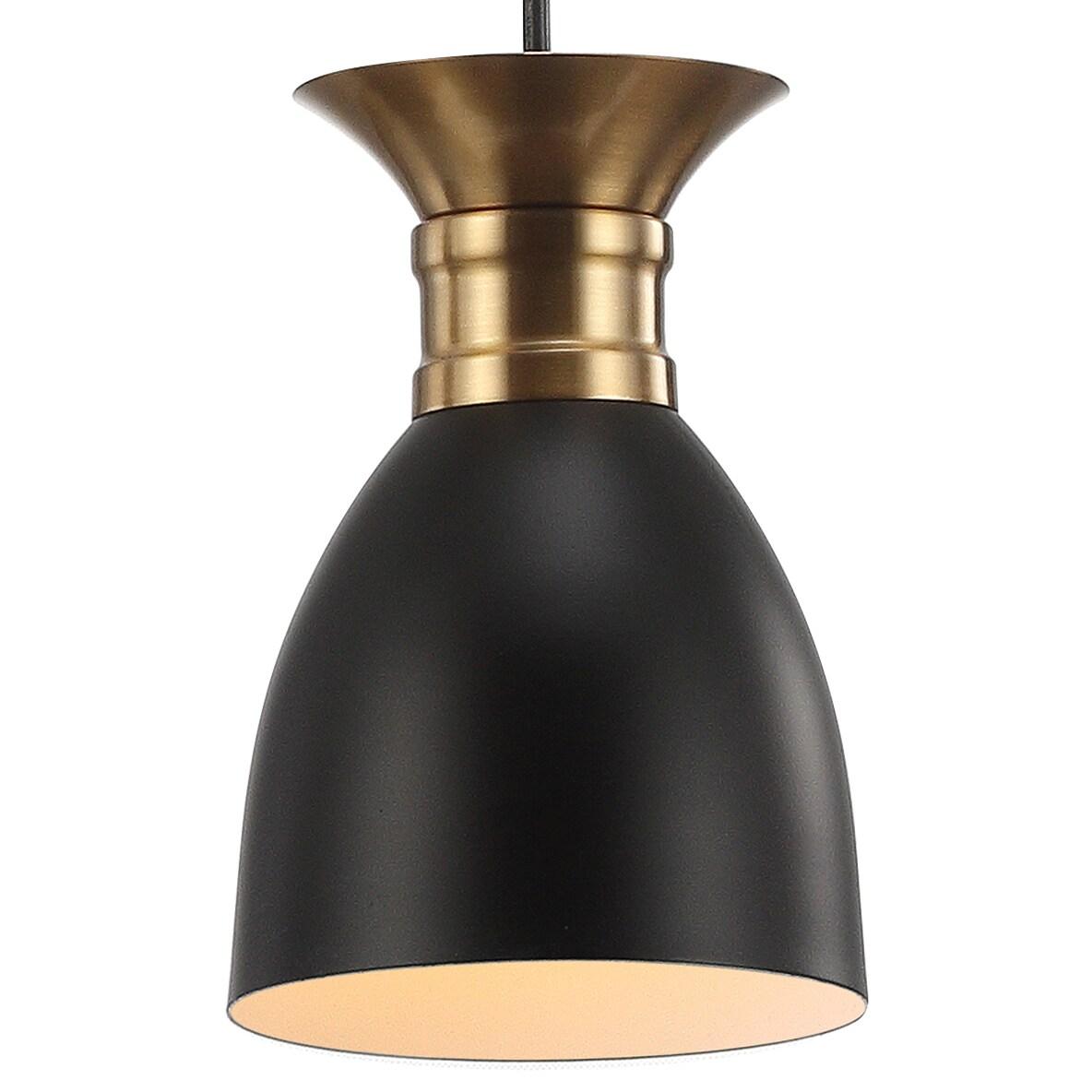 Edison 33.25" Linear 3-Light Metal Linear LED Pendant, Black/Brass Gold