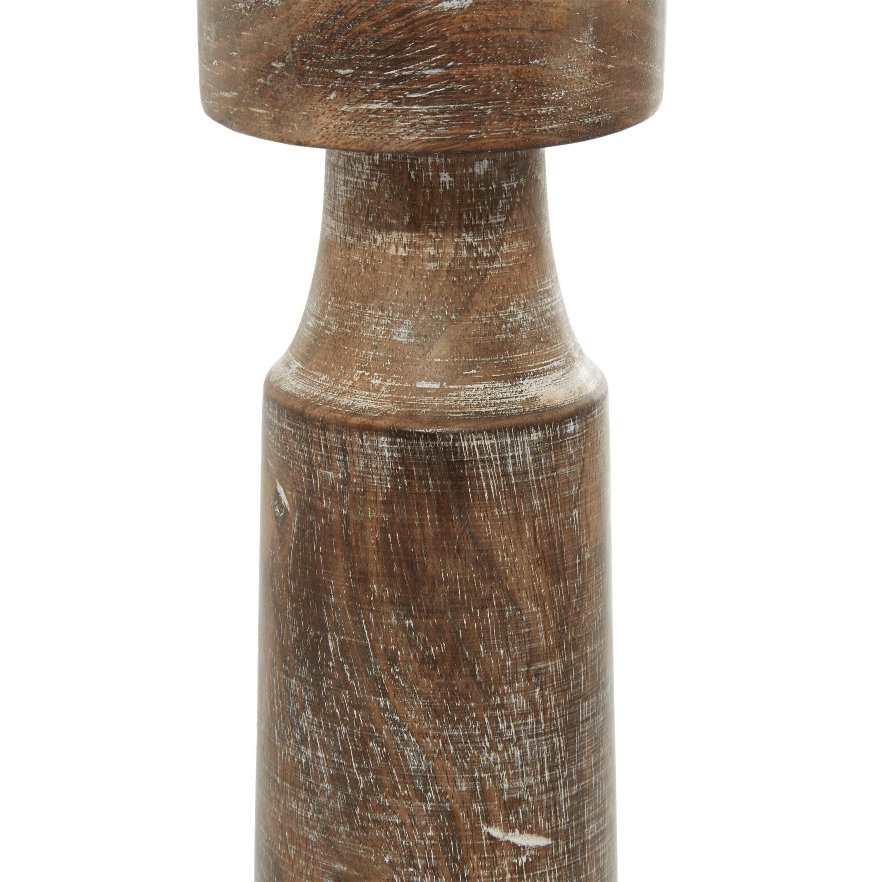 Olivia & May Set of 3 Rustic Cylindrical Mango Wood Candle Holders Brown: Modern Decor, Fits Pillar Candles