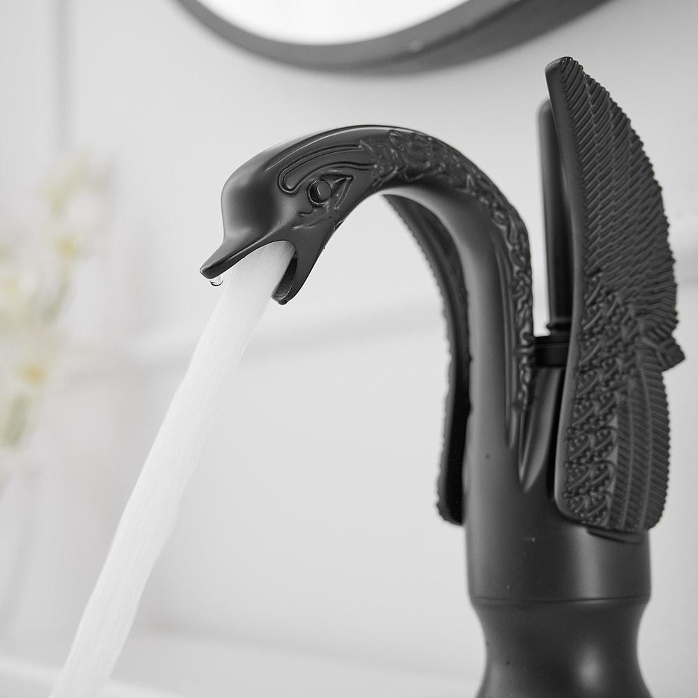 BWE Swan Single Hole Single-Handle Bathroom Faucet And Pop Up Drain & Overflow Cover