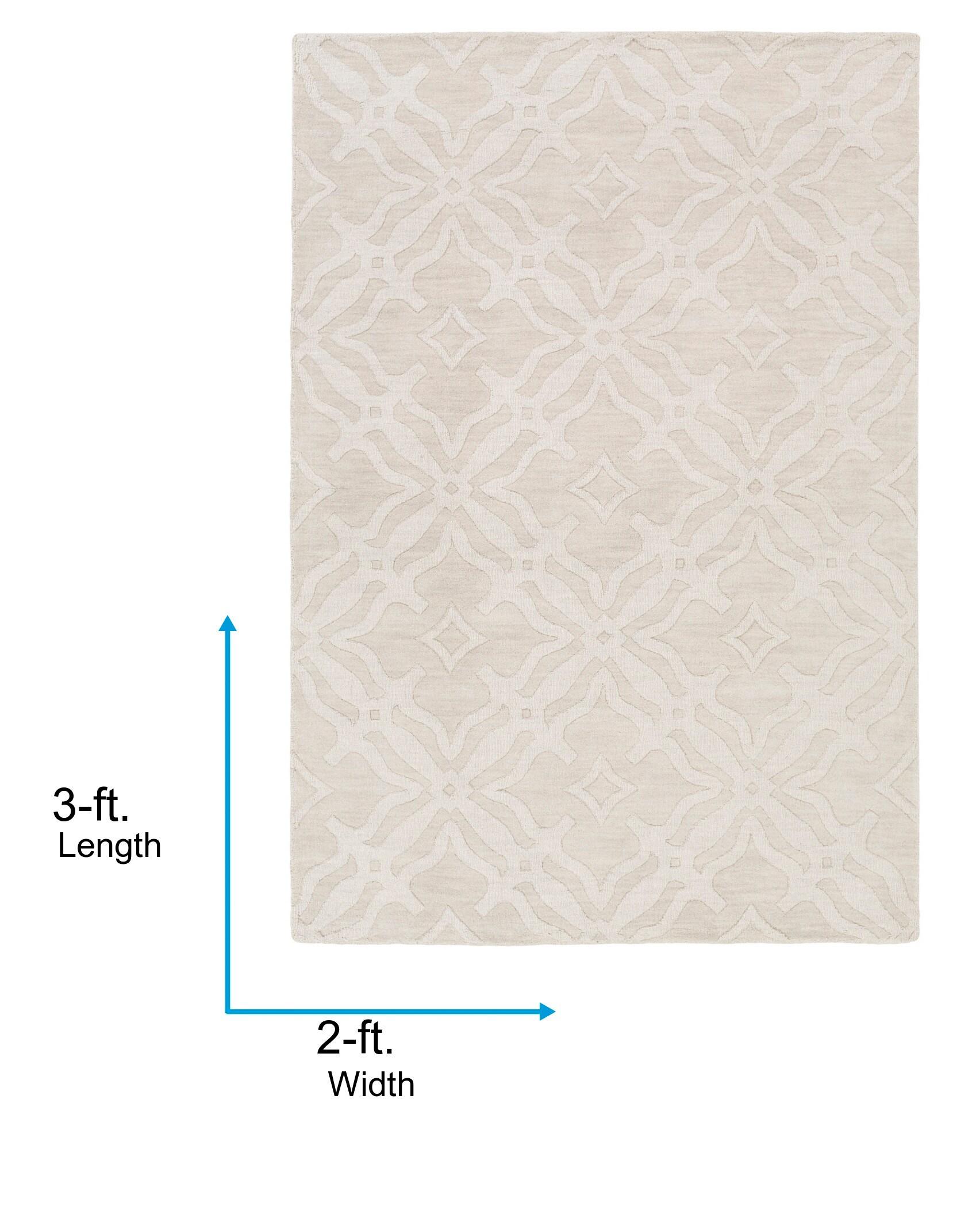 Ivory Tufted Handmade Wool Rectangular Rug 2' x 3'