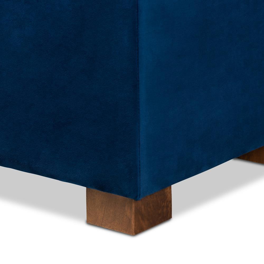 Roanoke Velvet Upholstered Grid Tufted Ottoman Bench: Bedroom Accent, Hidden Storage - Baxton Studio