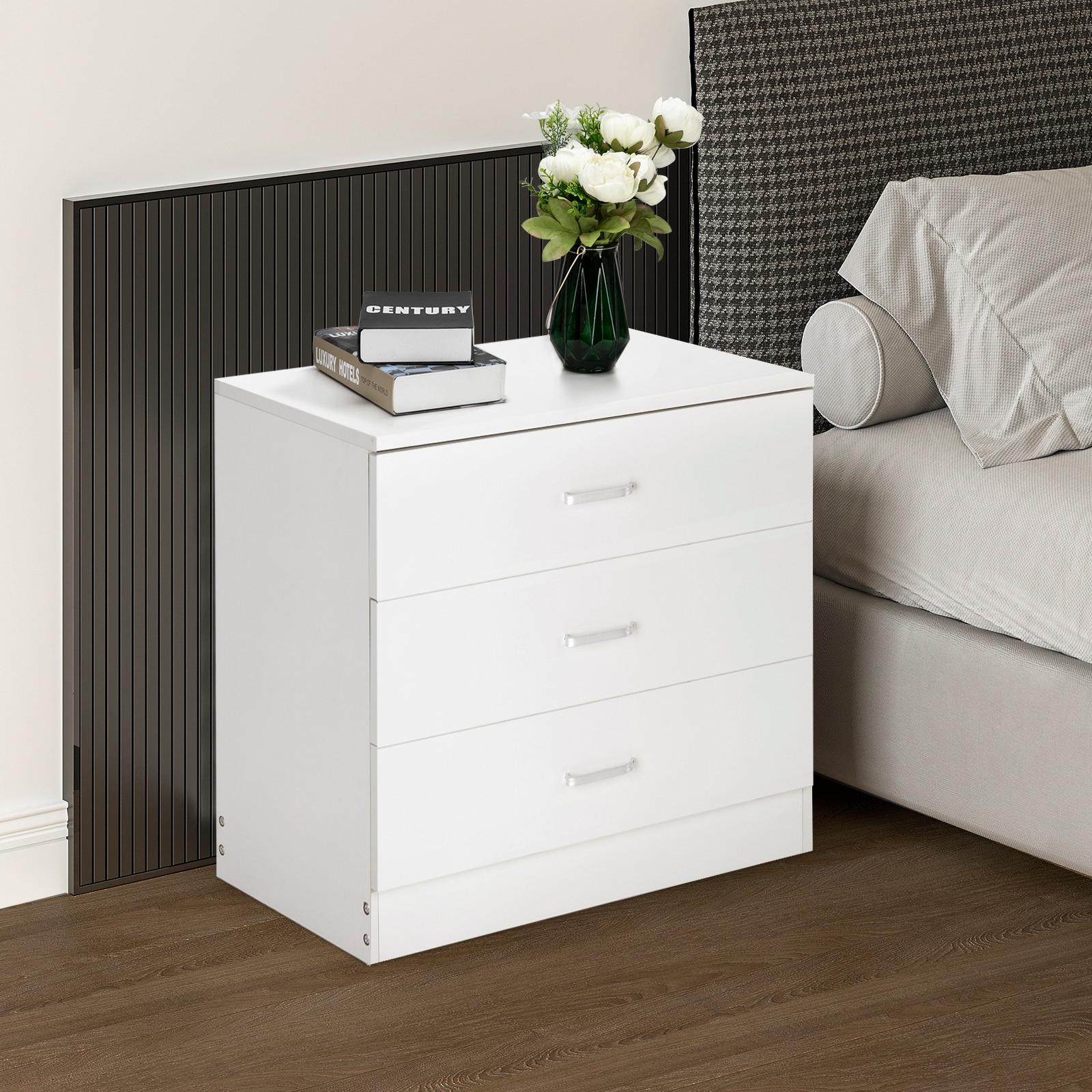 White Dressers for Bedroom, Heavy Duty 3-Drawer Wood Chest of Drawers, Modern Storage Bedroom Chest for Kids Room, White Vertical Storage Cabinet for Bathroom, Closet, Entryway, Hallway, Nursery