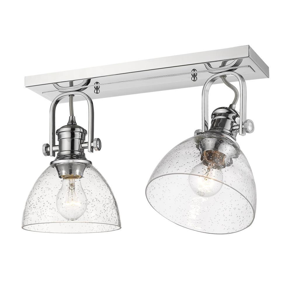 Golden Lighting Hines 2-Light Semi-flush in Chrome with Seeded Glass