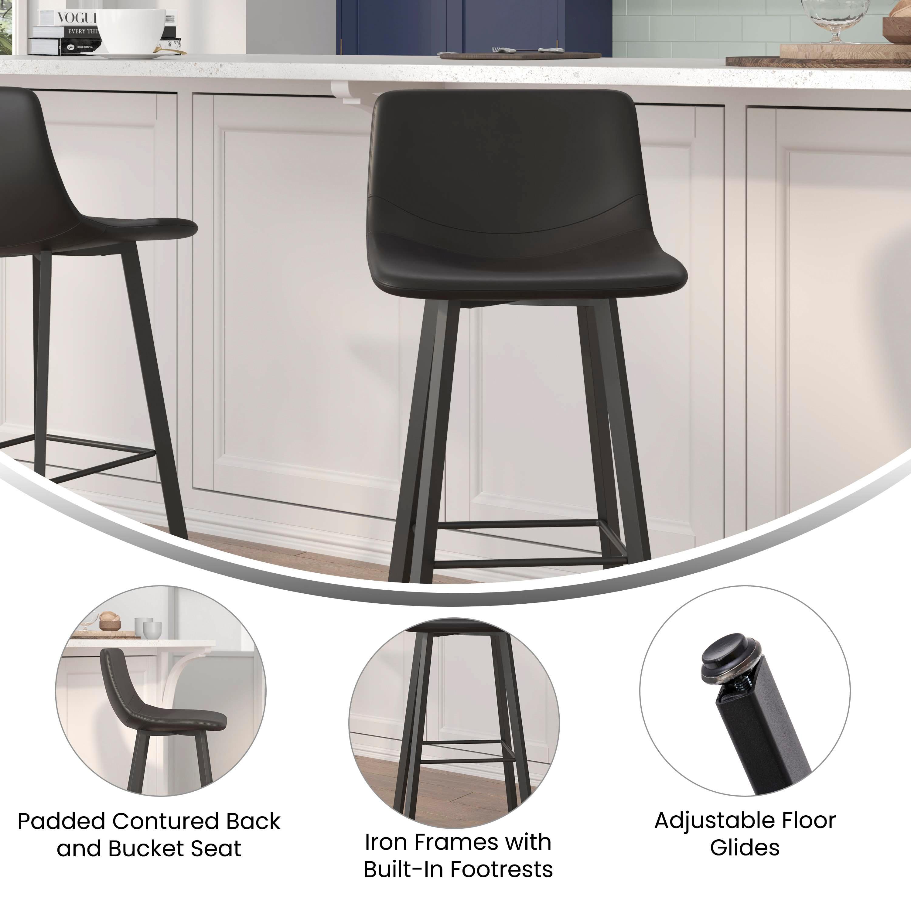 Brandy Upholstered Counter Stool with Metal Frame (Set of 2)