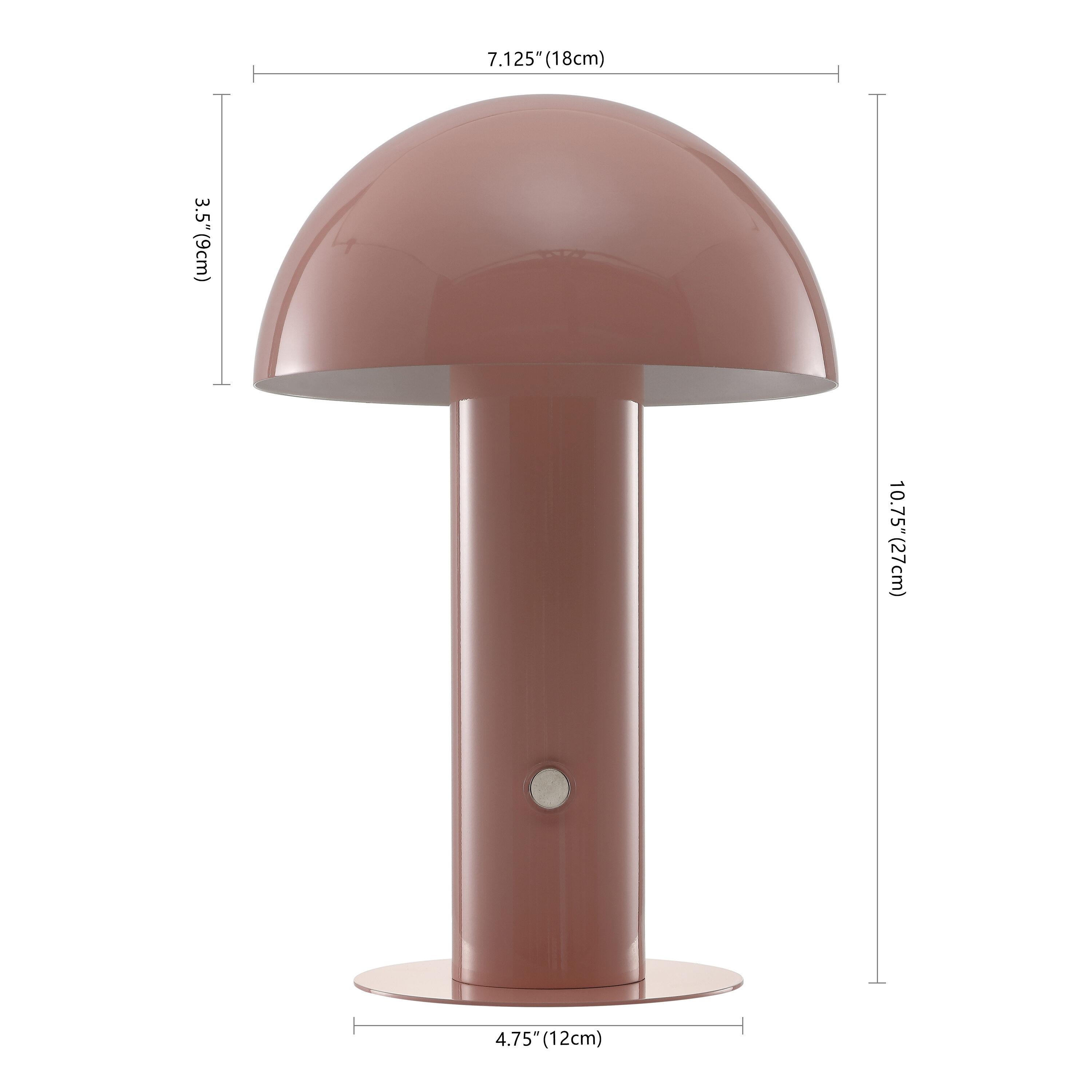 JONATHAN Y JYL7115F Boletus 10.75" Contemporary Bohemian Rechargeable/Cordless Iron Integrated Portable LED Mushroom Table Lamp, Modern, Coastal for living room, dinning room, bedroom, Pink