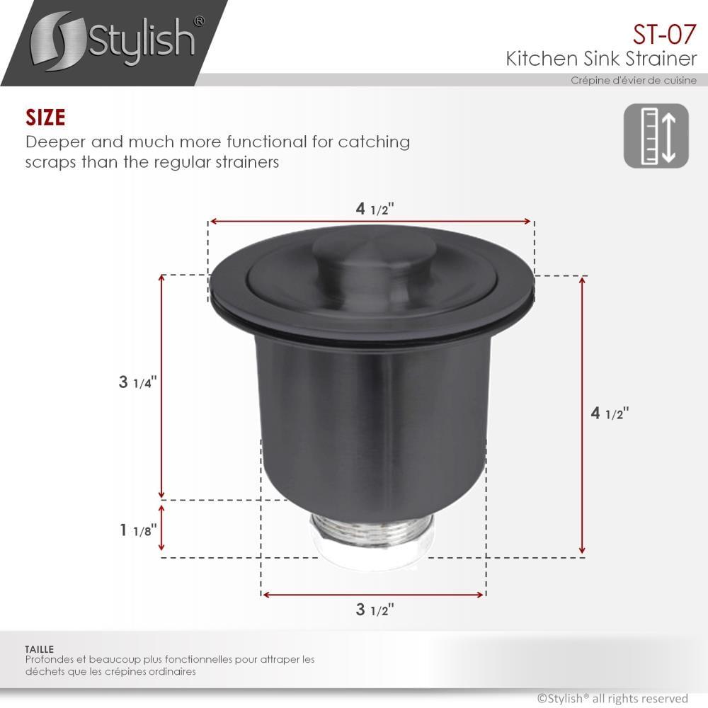 STYLISH 3.5 inch Kitchen Sink Deep Strainer with Removable Basket