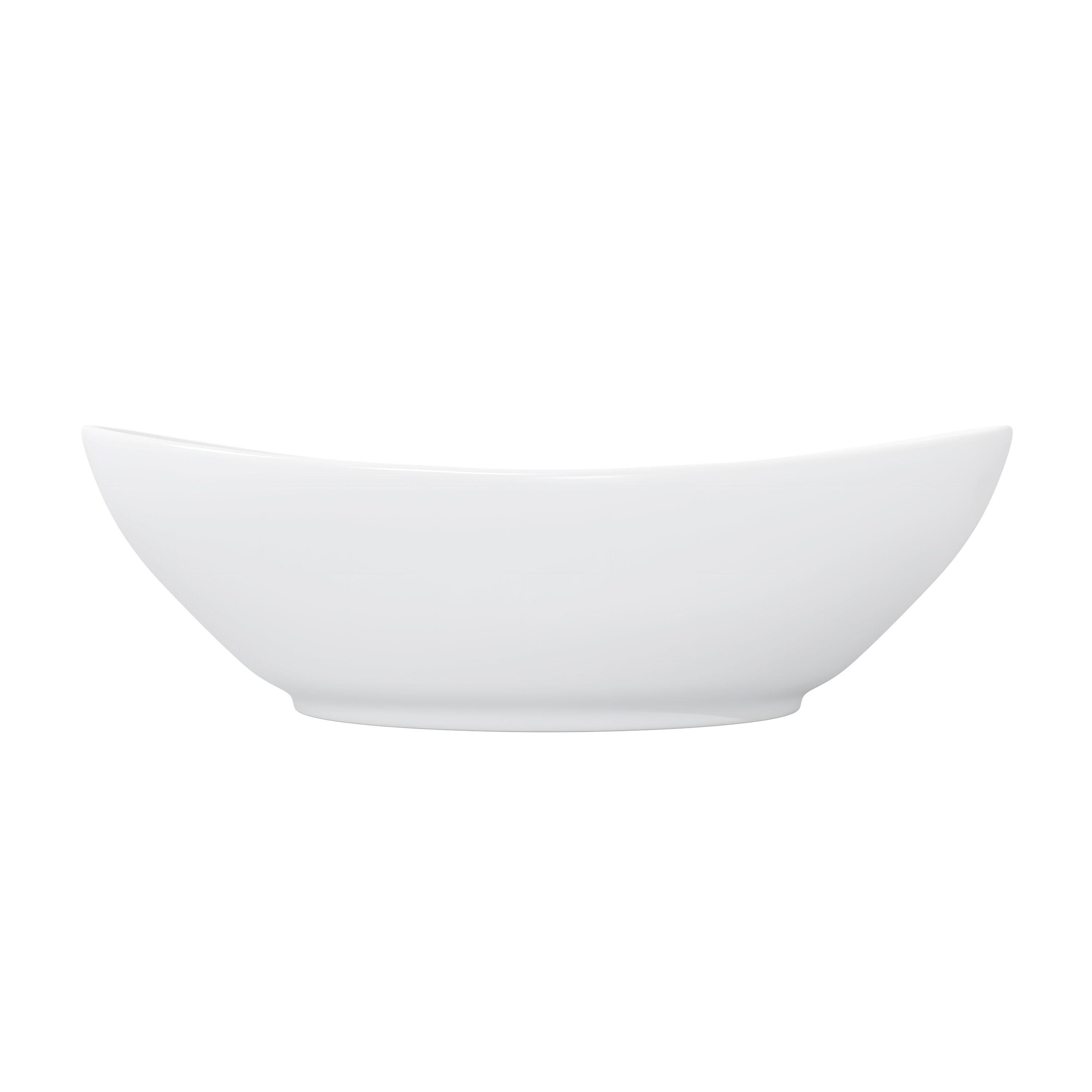 Eclisse 23" x 15" White Vitreous China Oval Bathroom Vessel Sink with Overflow
