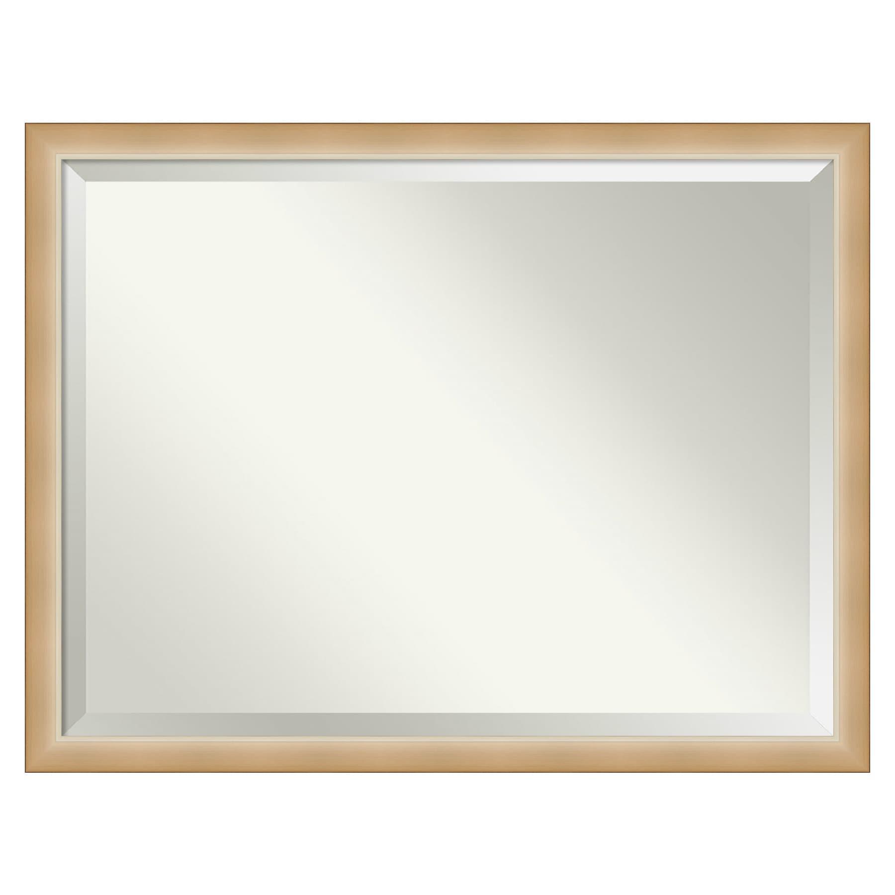 Amanti Art Wall Mounted Framed Vanity Mirror, Glass Size 40x30, Eva Ambre Gold