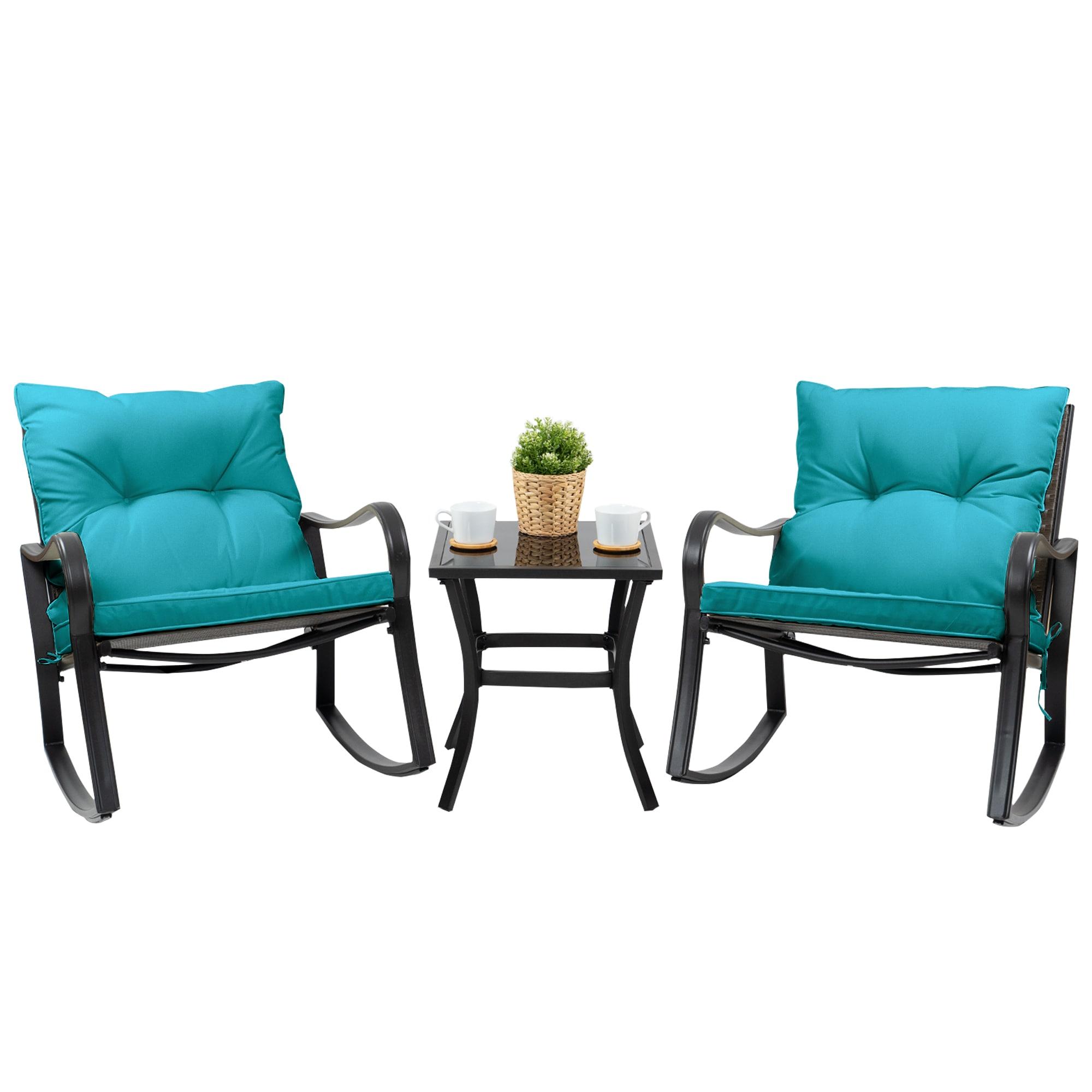Mercury Row® Preciado 3 Piece Outdoor Patio Set With Cushions-Rocking Chair for Balcony, Lawn and Porch