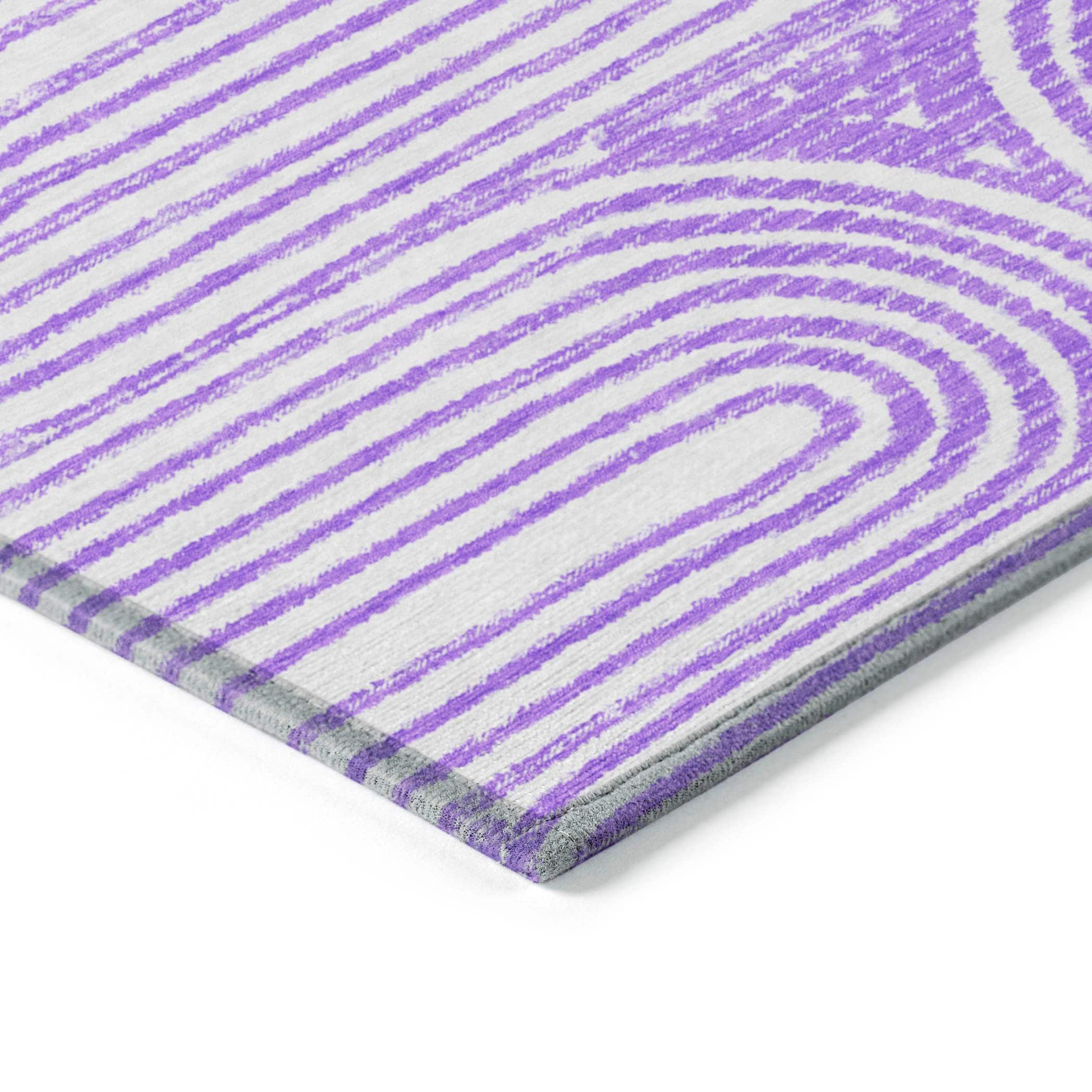 Purple Abstract Synthetic Reversible 3' x 5' Area Rug