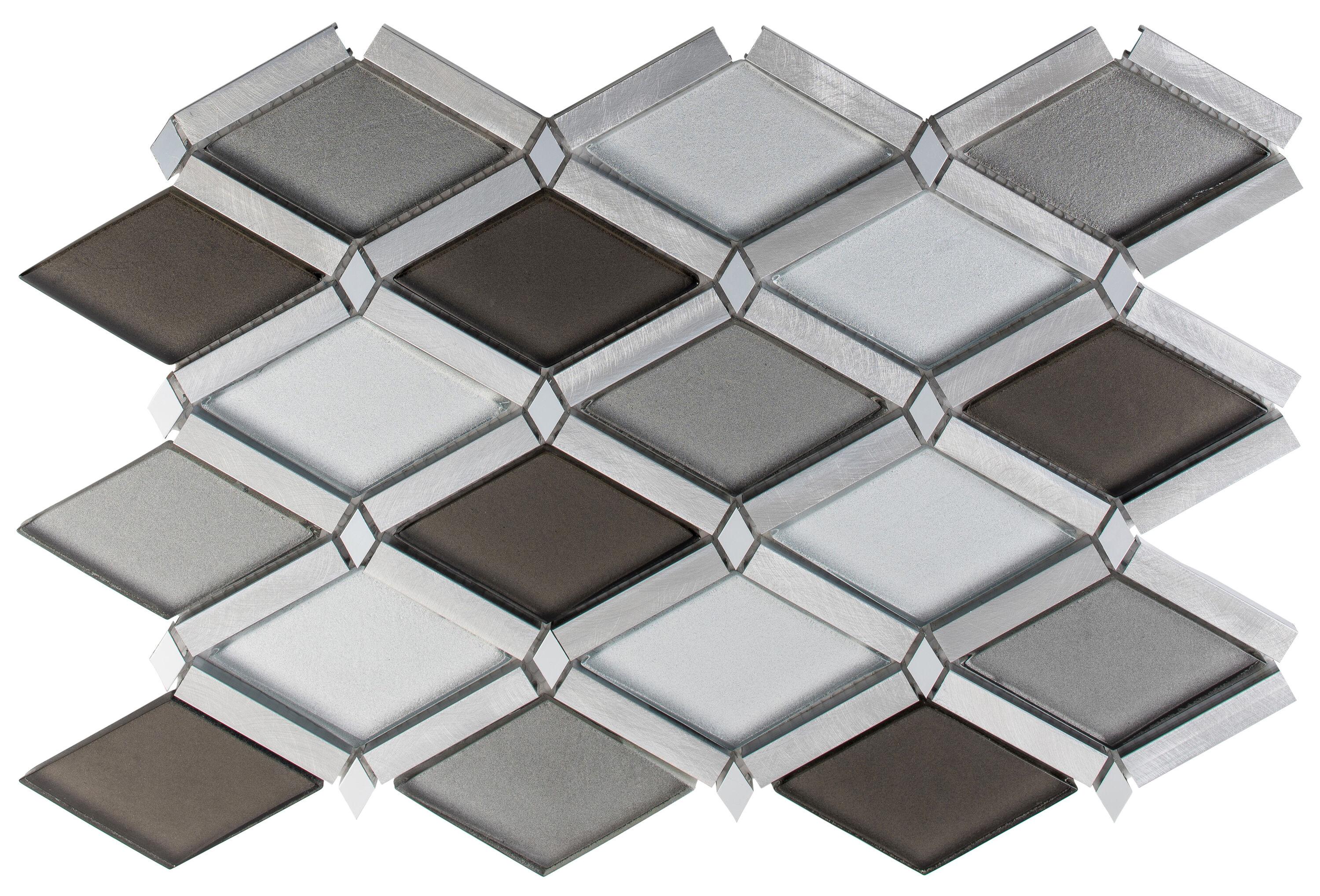 Geom Aluminum Metal Diamond Mosaic Kitchen Backsplash, Bathroom, Shower, Wall and Floor Tile