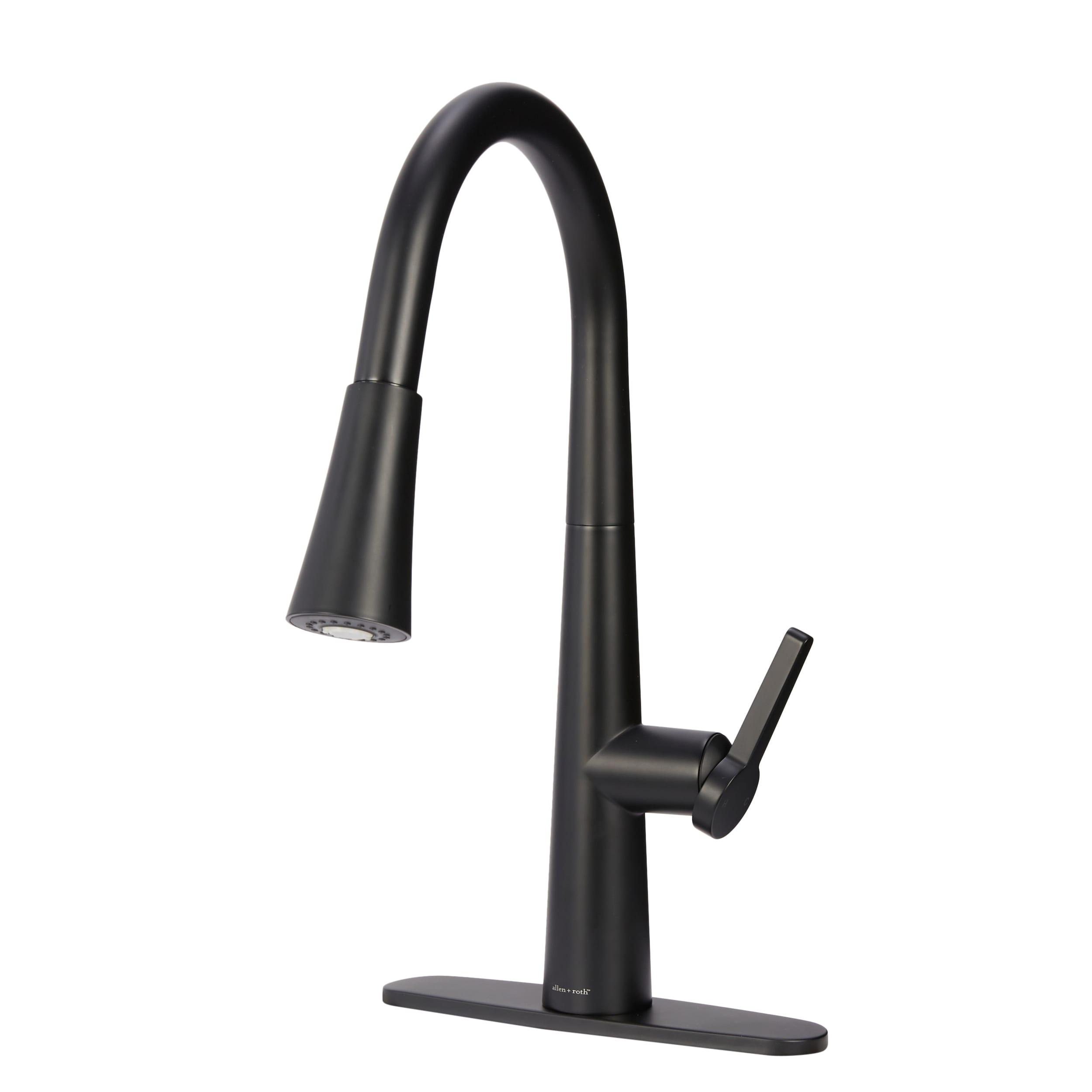 Allen roth Bryton Matte Black 1-Handle Deck-Mount Pull-Down Handle Kitchen Faucet (Deck Plate Included)