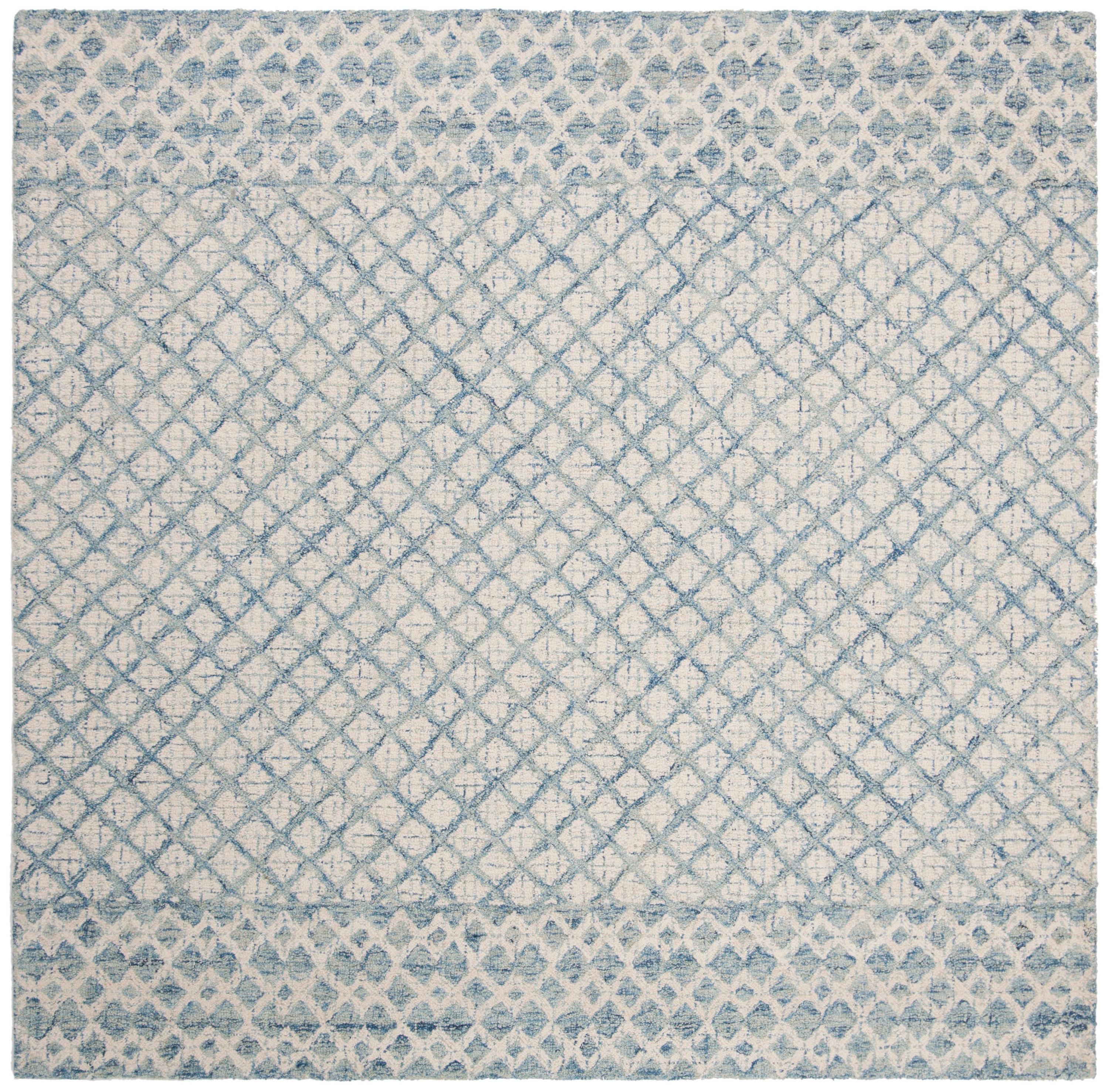 Abstract ABT203 Handmade Indoor Area Rug - Blue/Ivory - 4'x4' - Safavieh