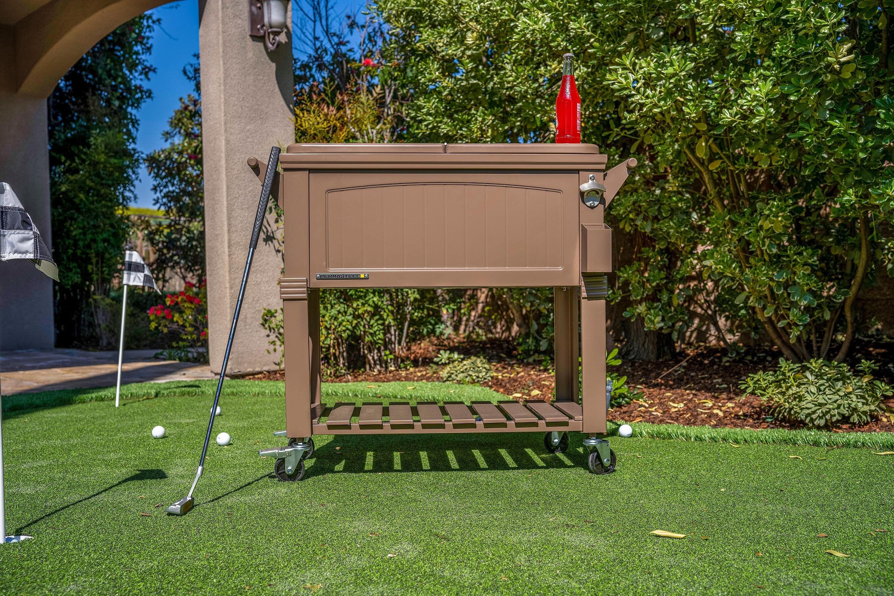 Permasteel 80 Qt. Furniture Style Rolling Patio Cooler
