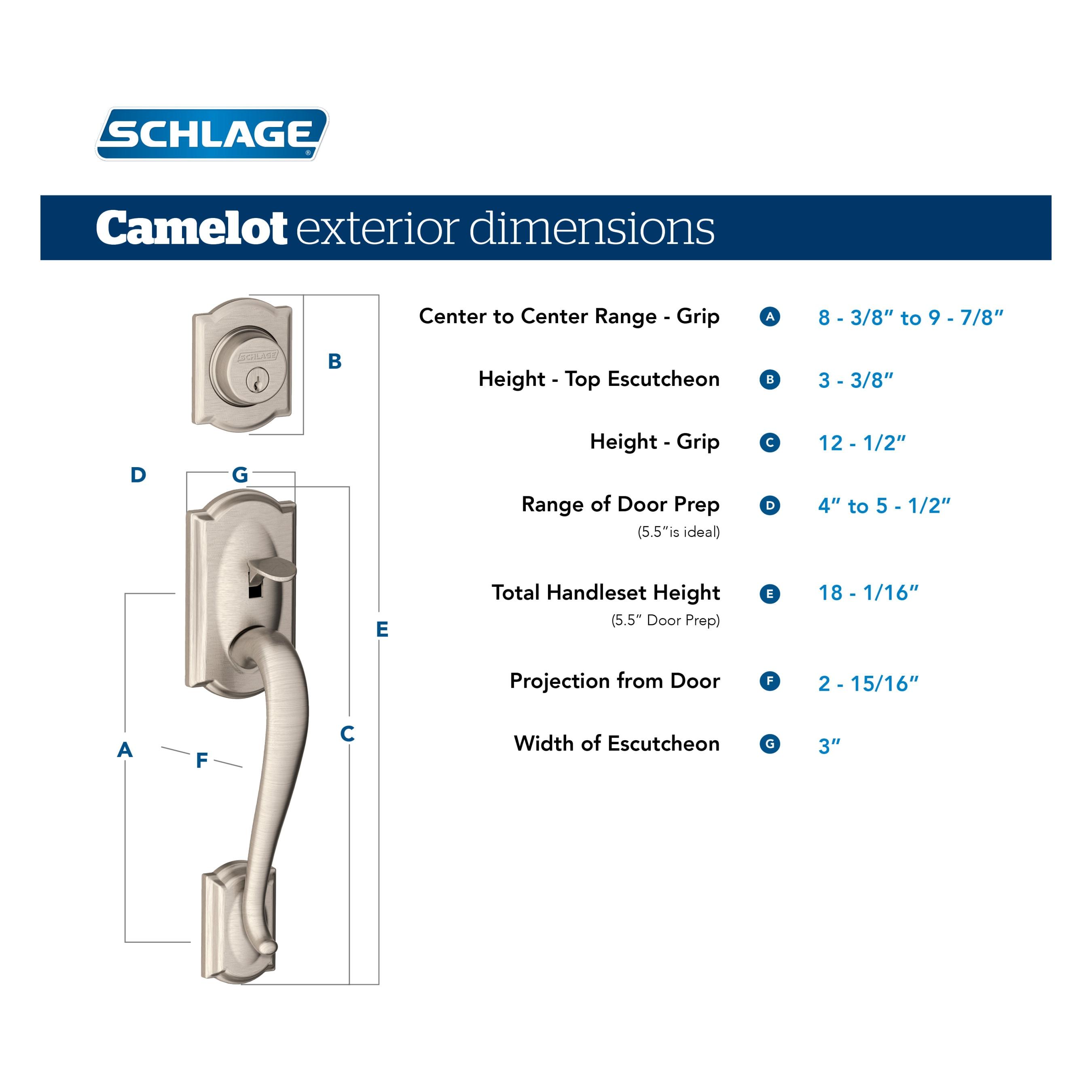 Camelot Exterior Portion Handleset with Single Cylinder Deadbolt Deadbolt