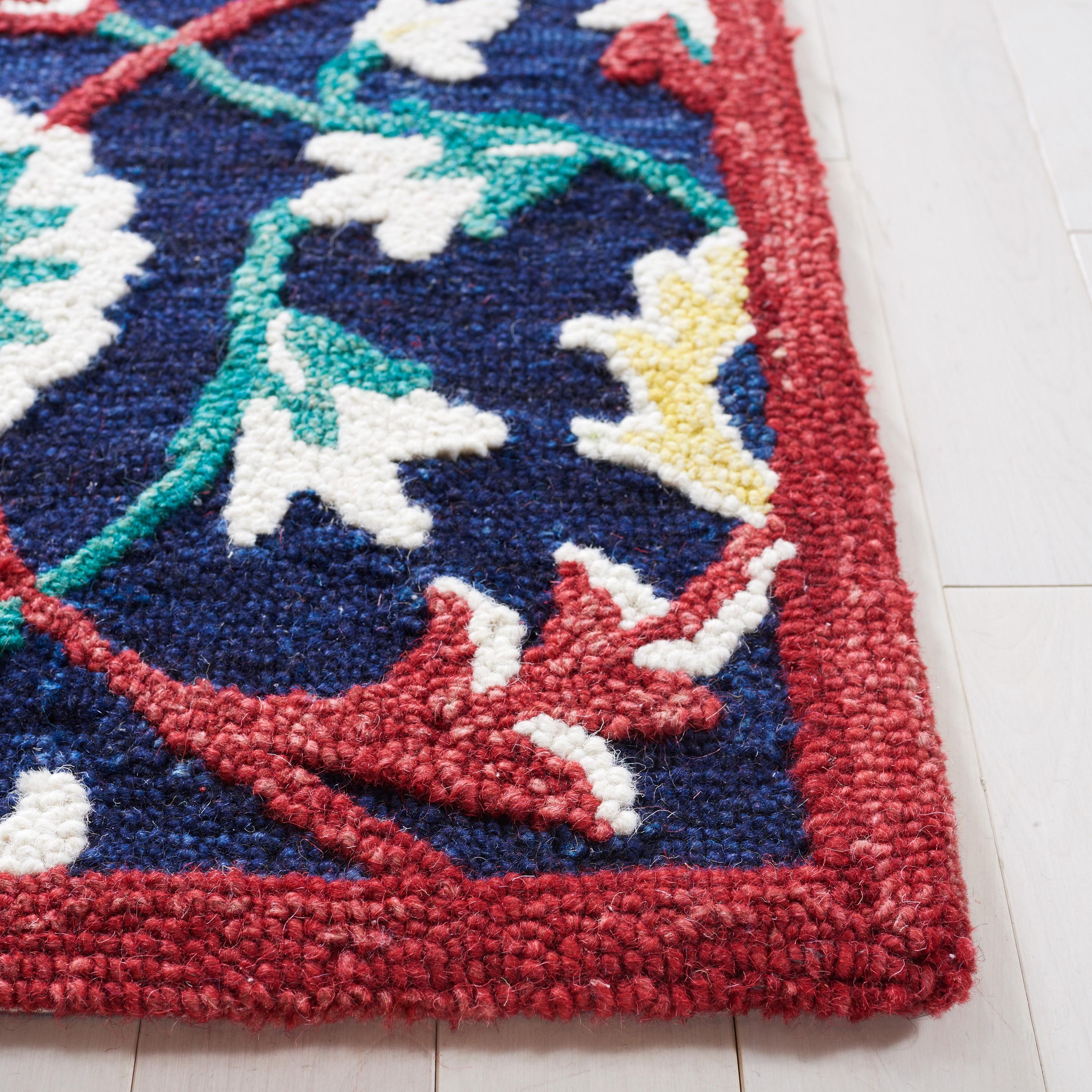 Blossom BLM564 Hand Tufted Area Rug - Navy/Red - 8'x10' - Safavieh.