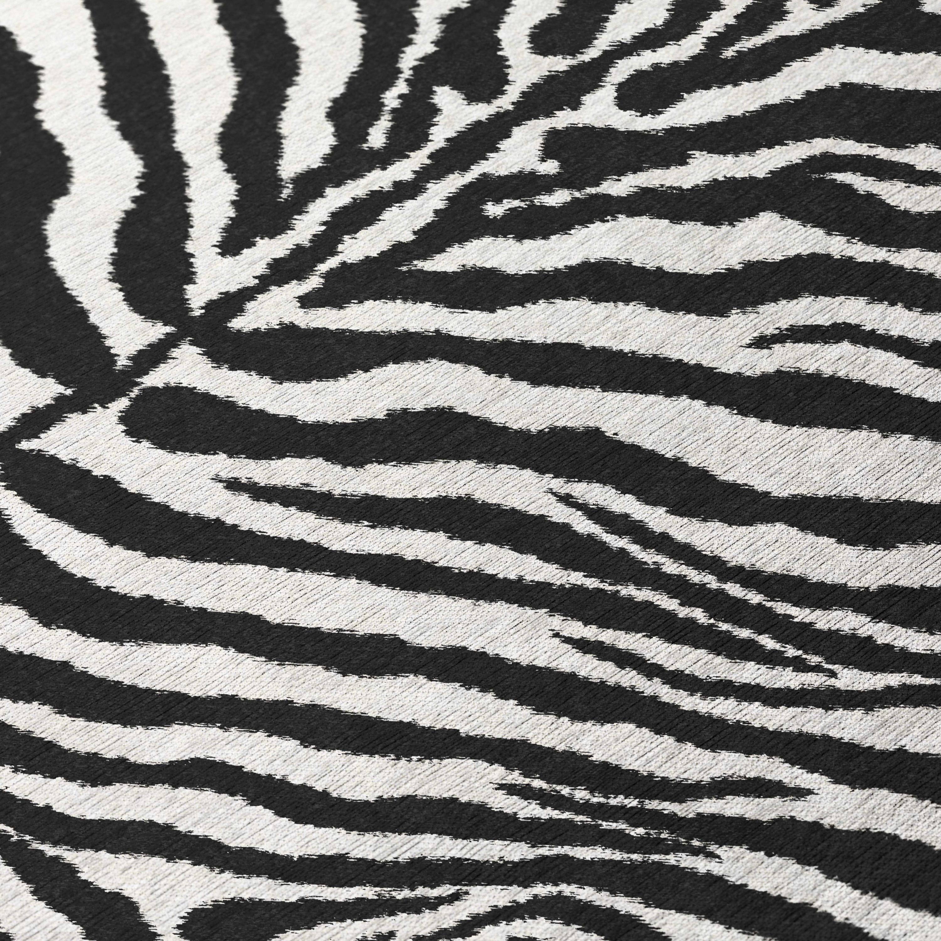 Addison Rugs Addison Indoor/ Outdoor Safari Zebra Animal Print Washable Area Rug 3' x 5' - Pearl