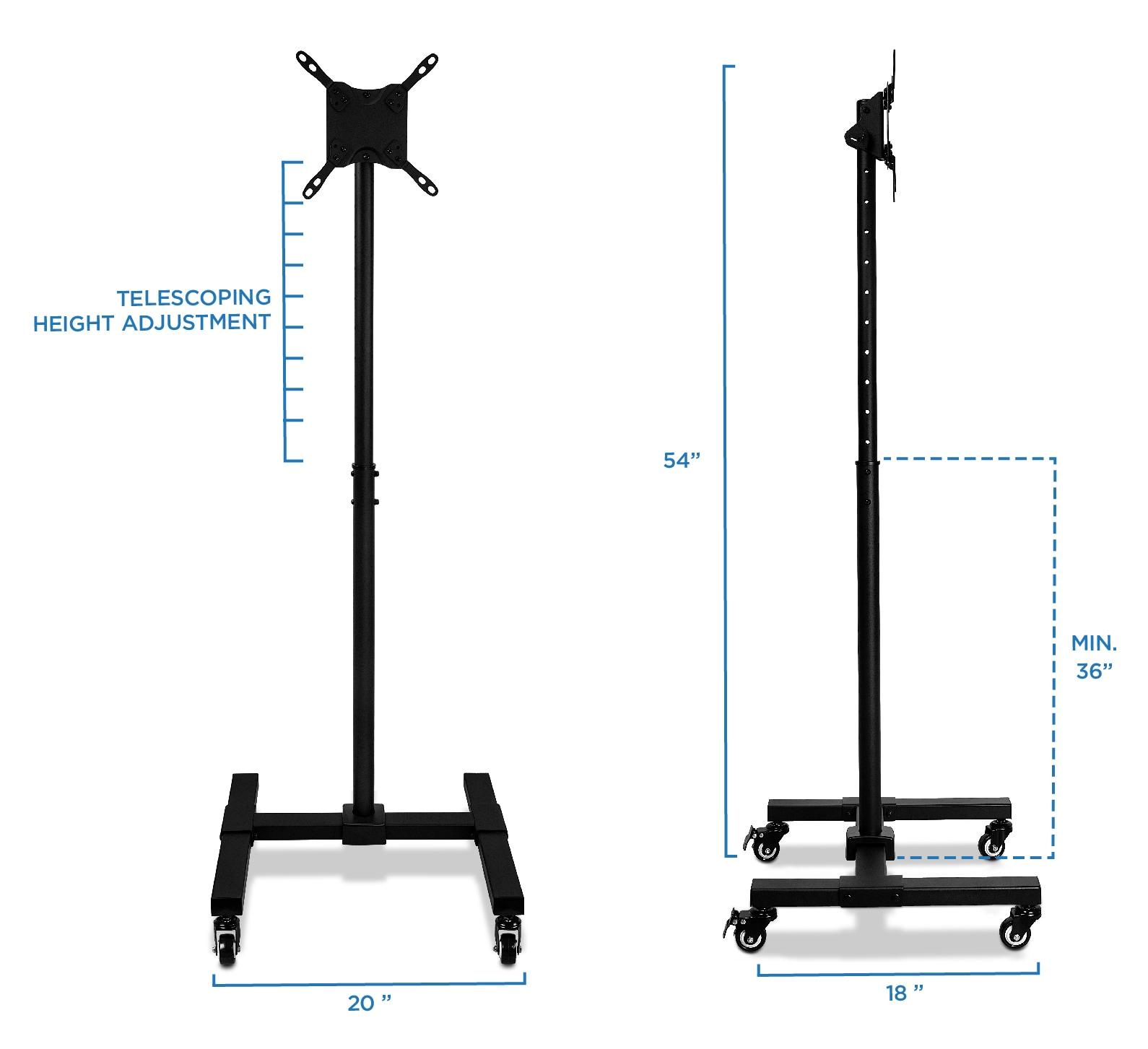 Mount-It! Height Adjustable Mobile TV Stand with Locking Wheels, Rolling Cart for 13" - 42" Flat Panel LCD LED Screens, VESA Compatible up to 200mm